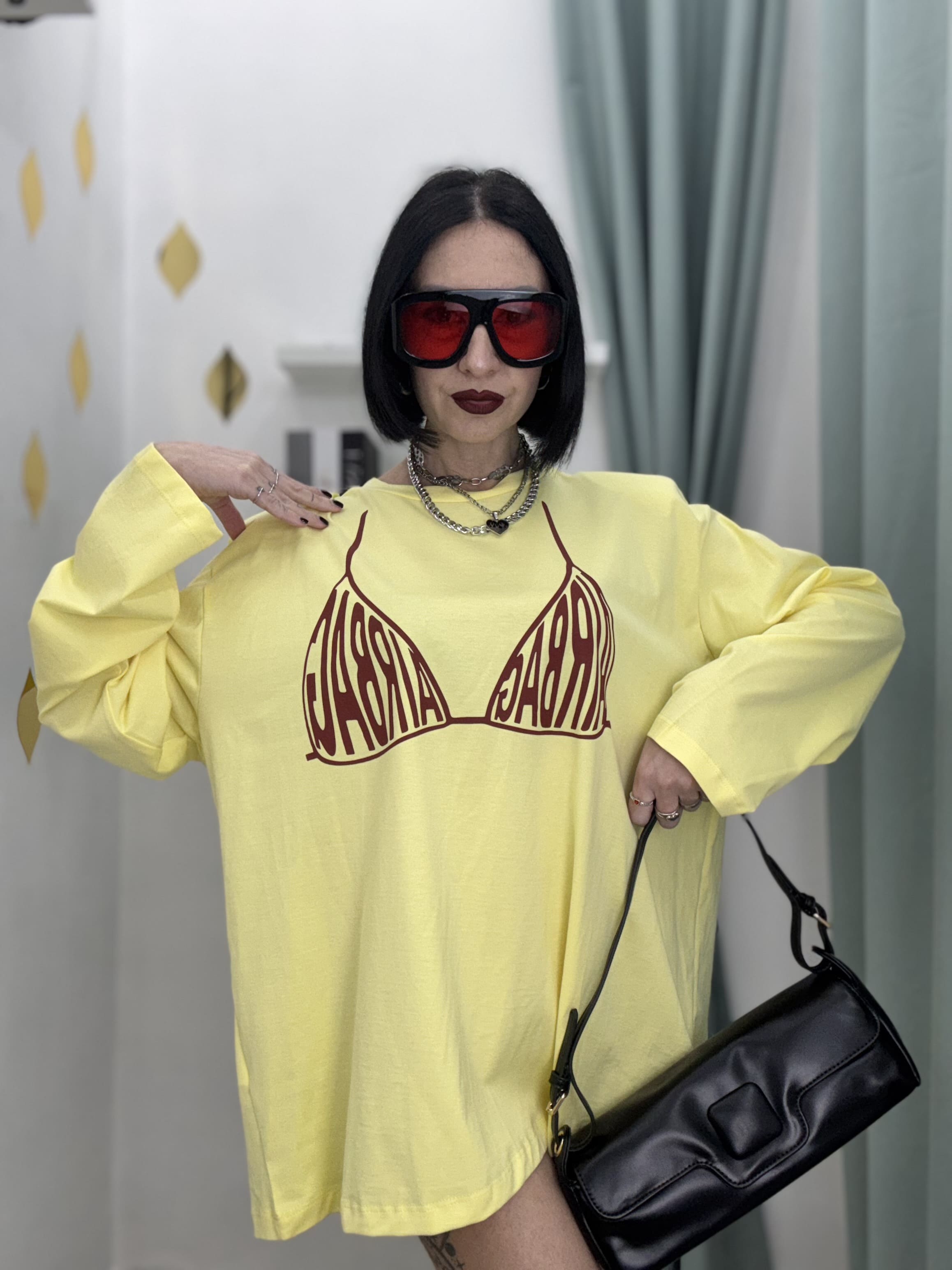 Maglia Long Sleeve Donna in Cotone 100% “AIRBAG” – Oversize Fit | Just West