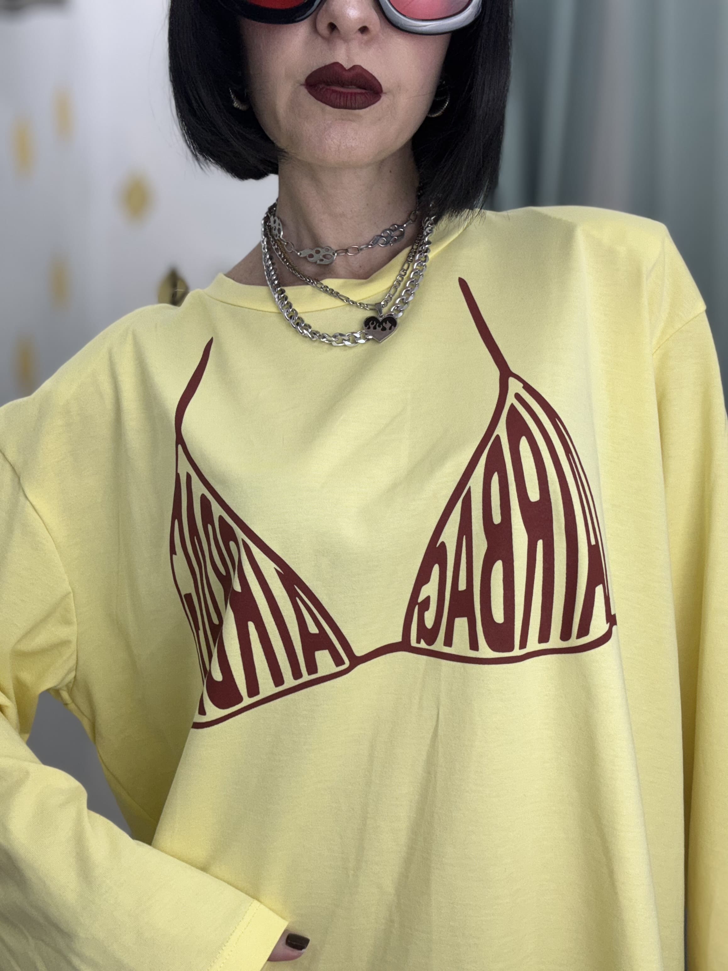 Maglia Long Sleeve Donna in Cotone 100% “AIRBAG” – Oversize Fit | Just West