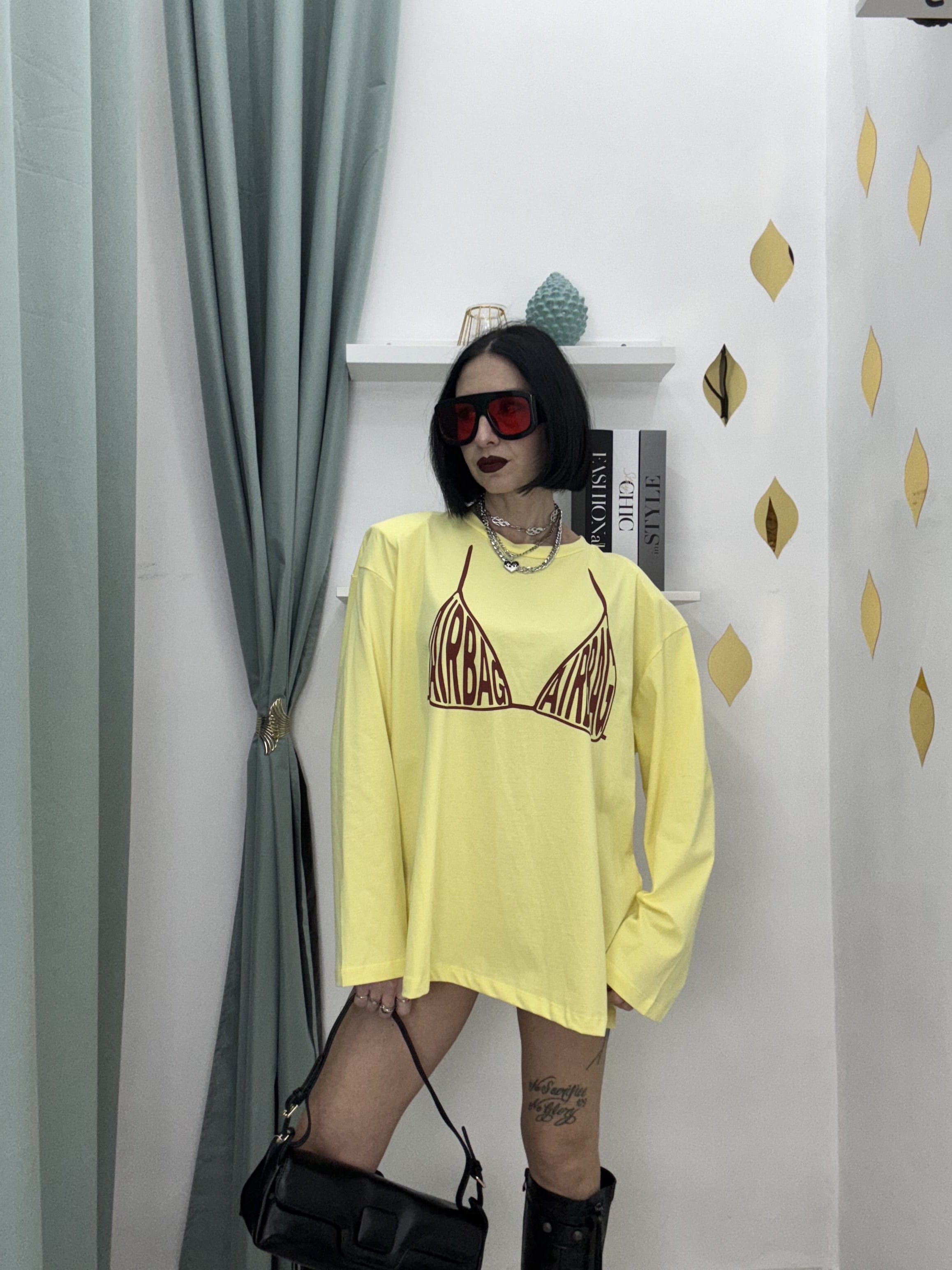 Maglia Long Sleeve Donna in Cotone 100% “AIRBAG” – Oversize Fit | Just West