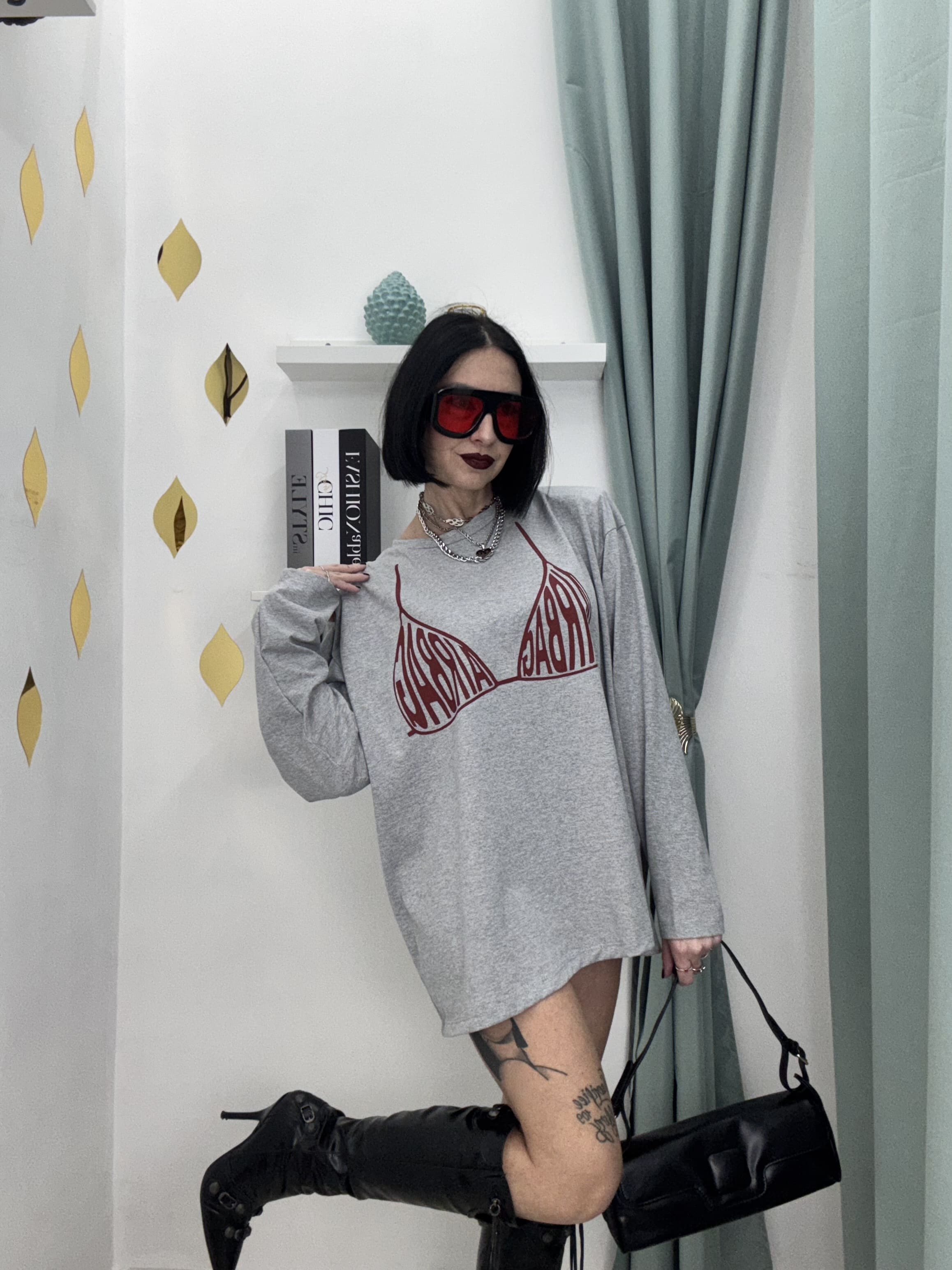 Maglia Long Sleeve Donna in Cotone 100% “AIRBAG” – Oversize Fit | Just West