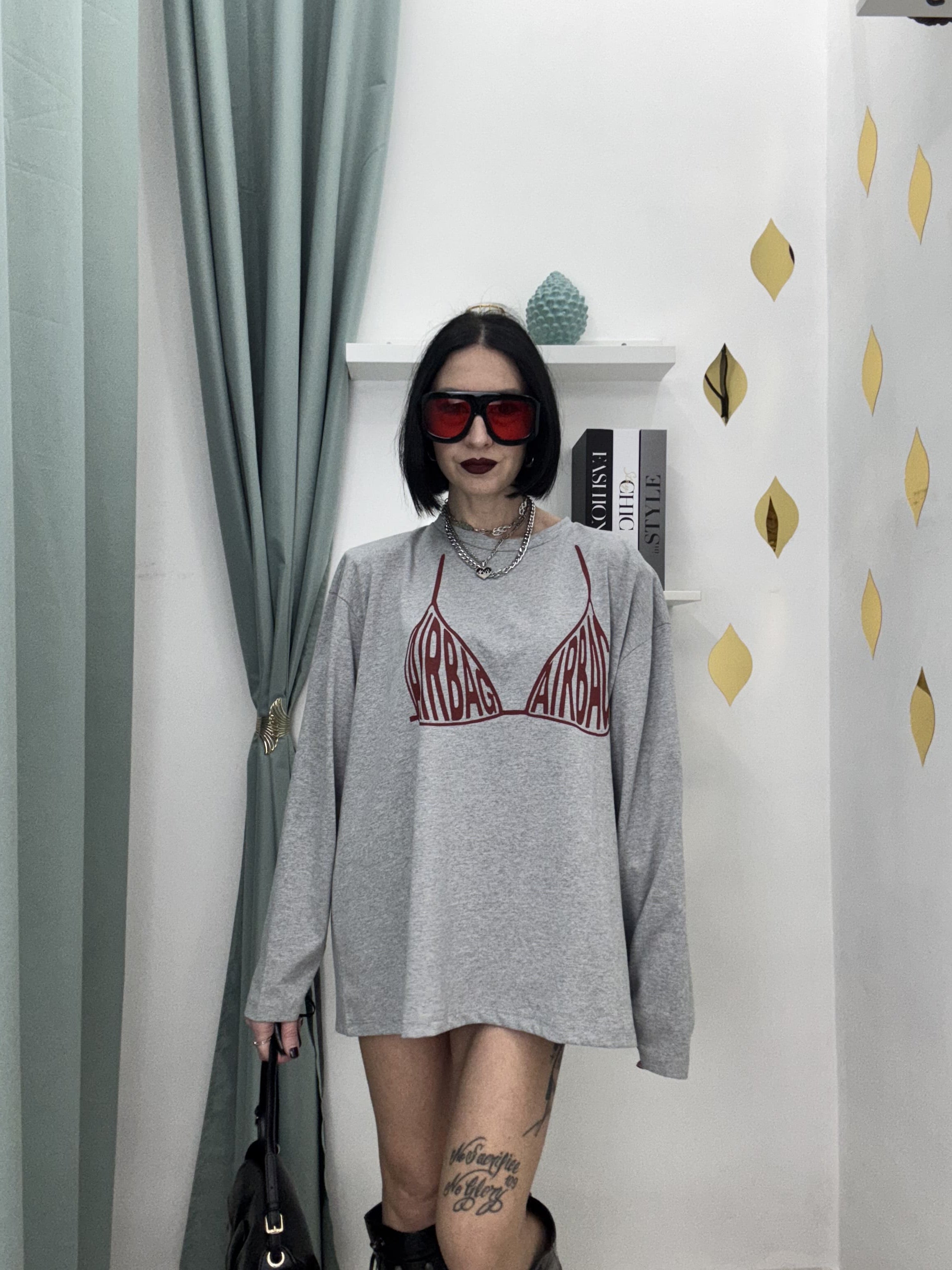 Maglia Long Sleeve Donna in Cotone 100% “AIRBAG” – Oversize Fit | Just West