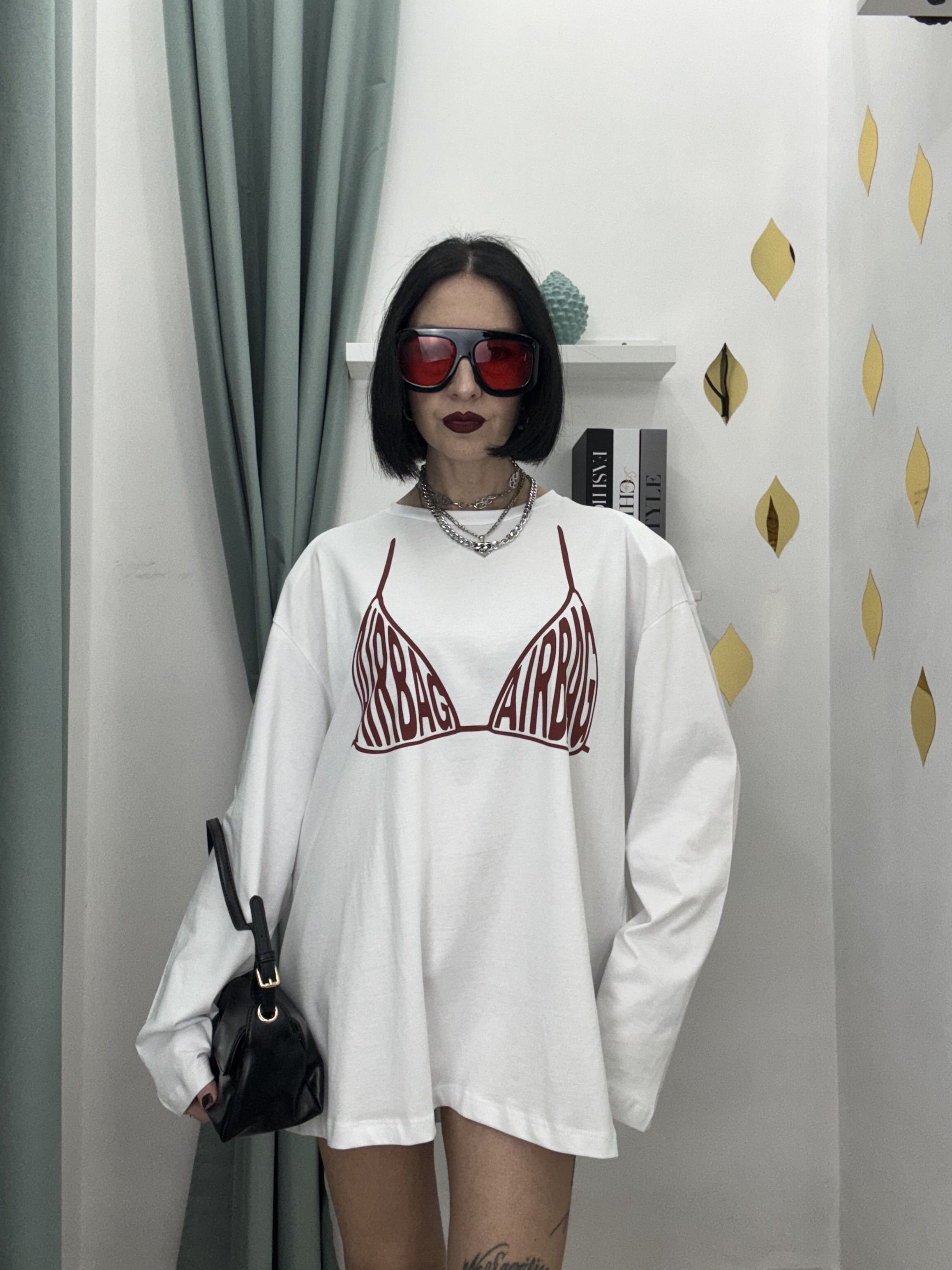 Maglia Long Sleeve Donna in Cotone 100% “AIRBAG” – Oversize Fit | Just West