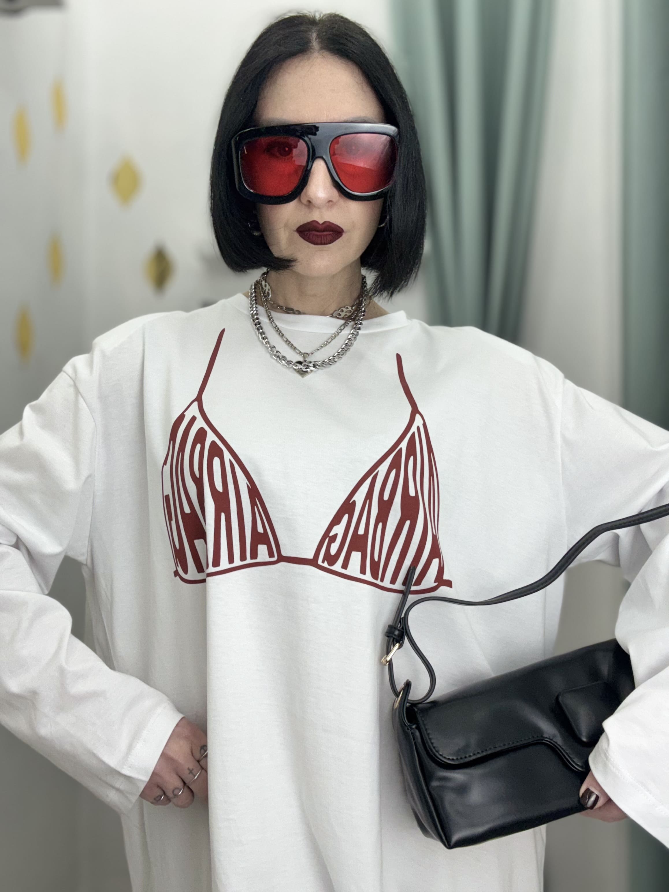 Maglia Long Sleeve Donna in Cotone 100% “AIRBAG” – Oversize Fit | Just West