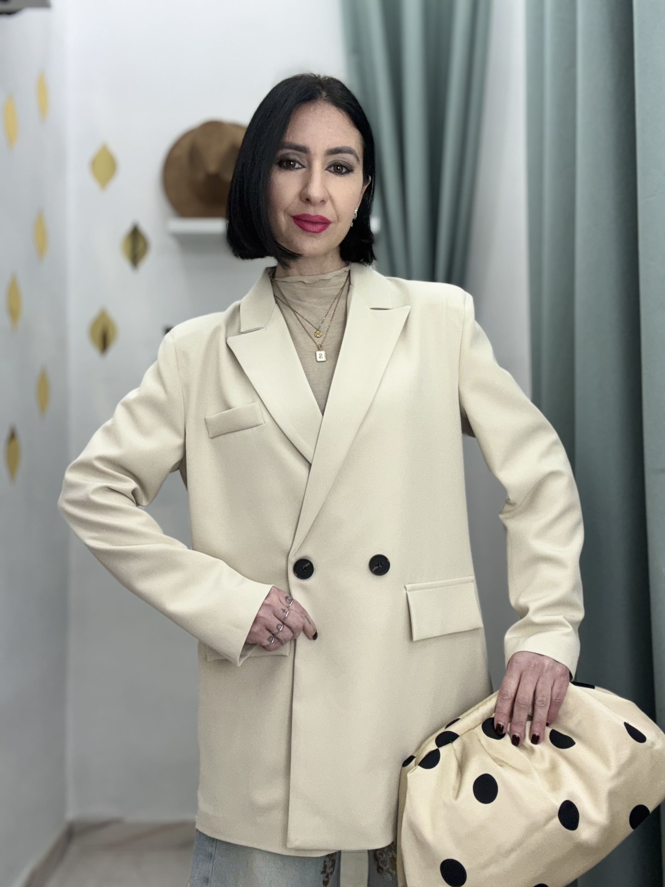 Blazer Donna Doppiopetto con Spalline Just West– Giacca Elegante e Versatile