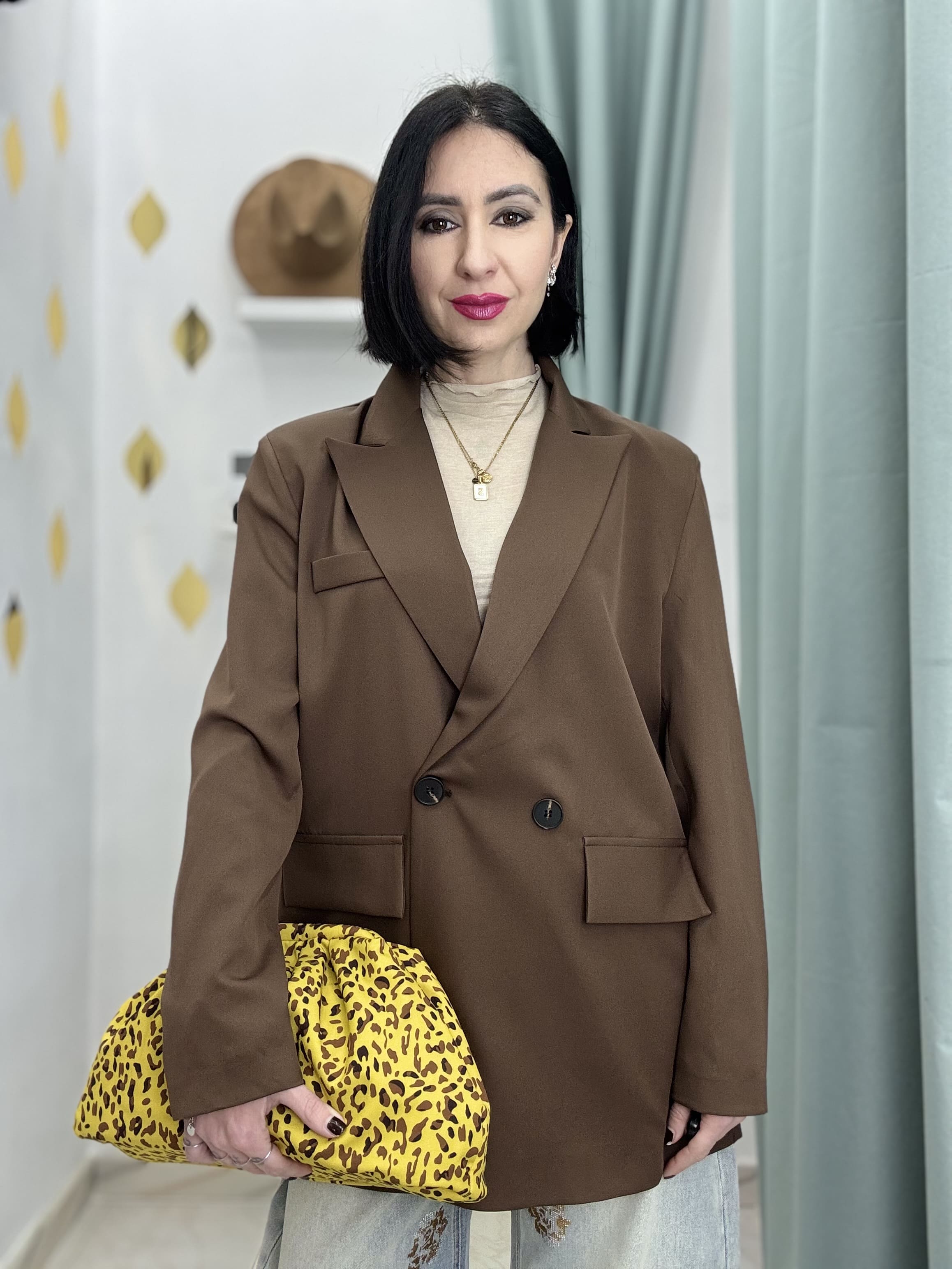 Blazer Donna Doppiopetto con Spalline Just West– Giacca Elegante e Versatile