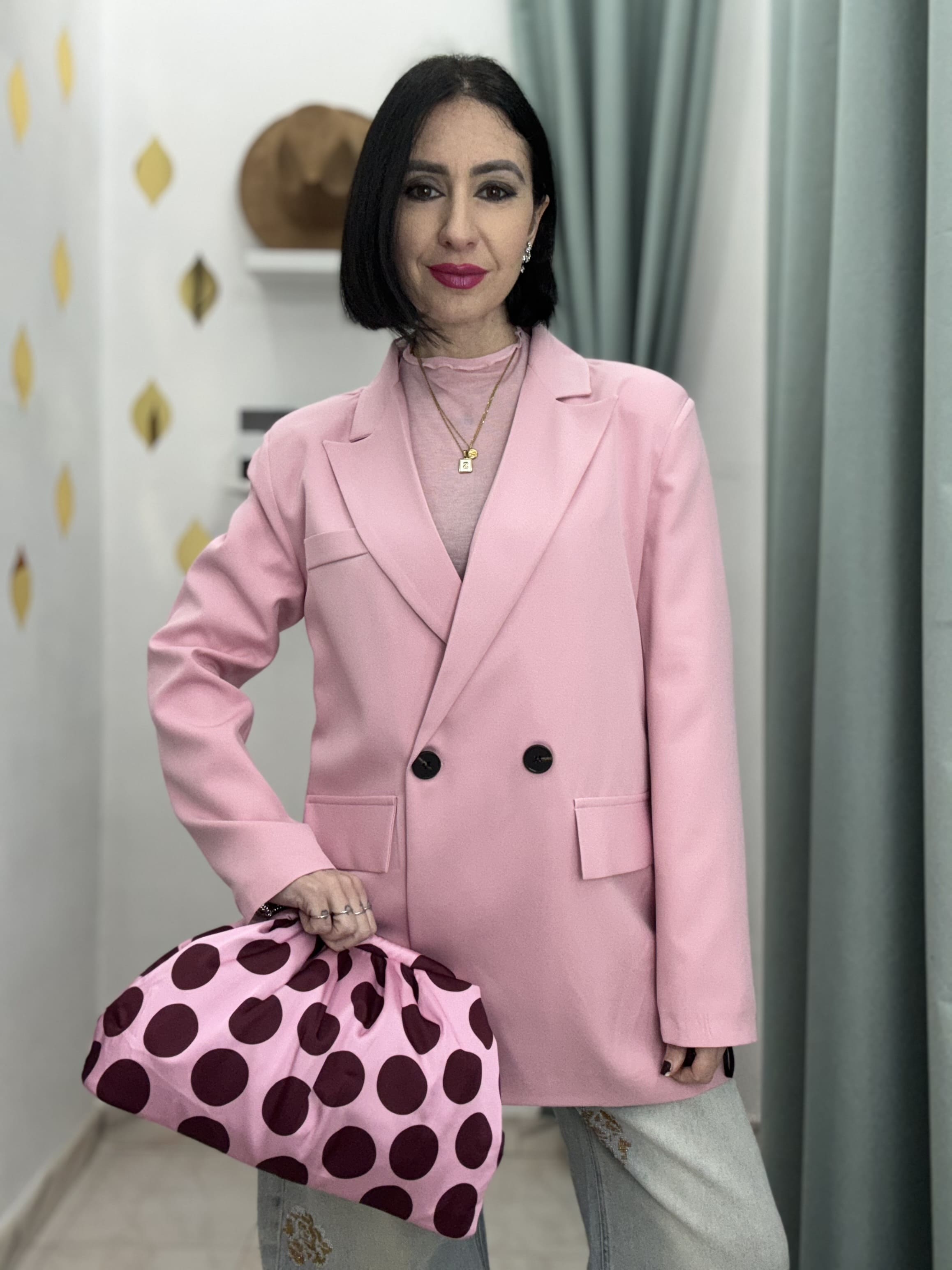 Blazer Donna Doppiopetto con Spalline Just West– Giacca Elegante e Versatile