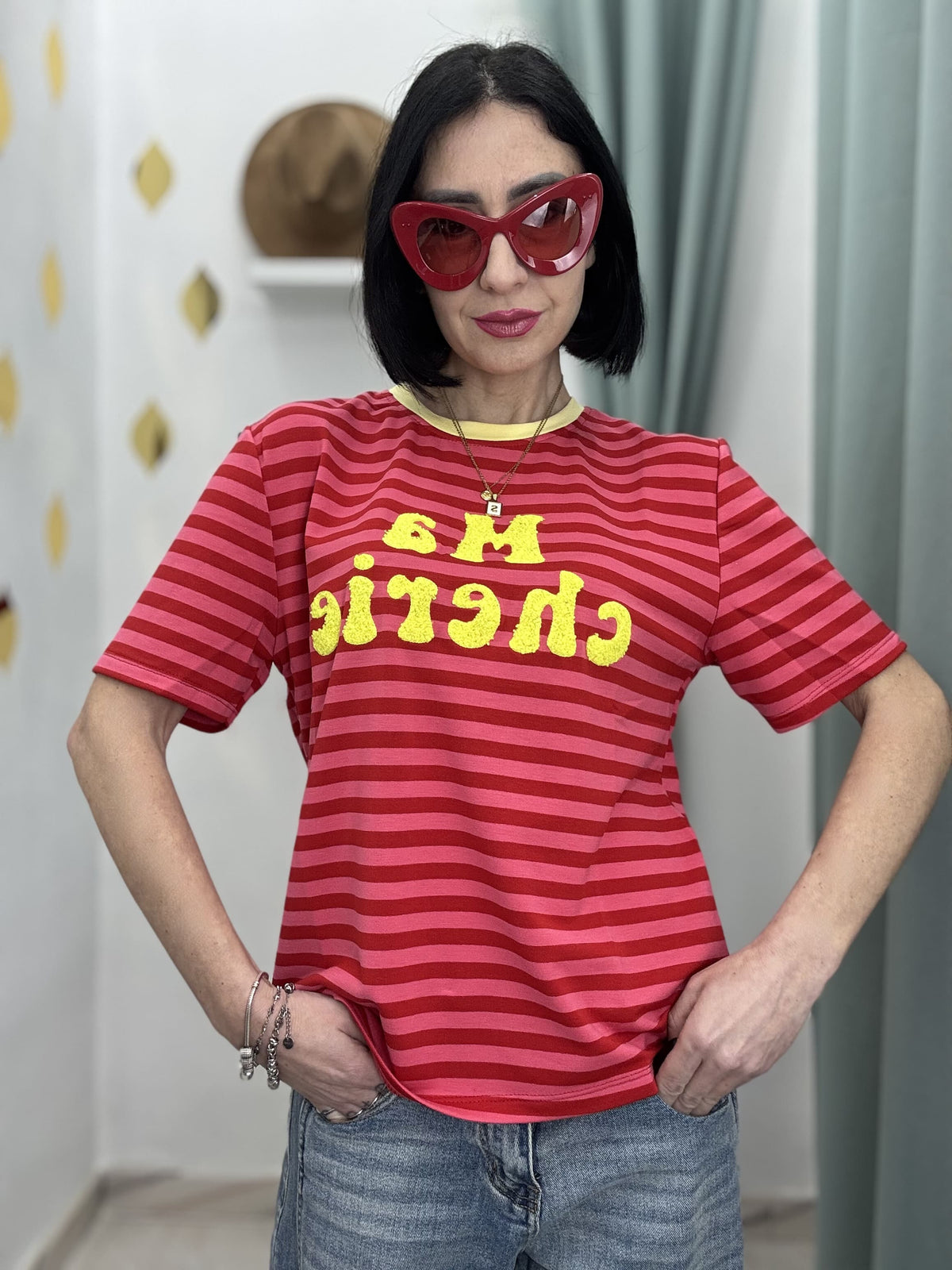 T-Shirt Crop "MA CHERIE" – Stile Parisien & Comfort Stretch