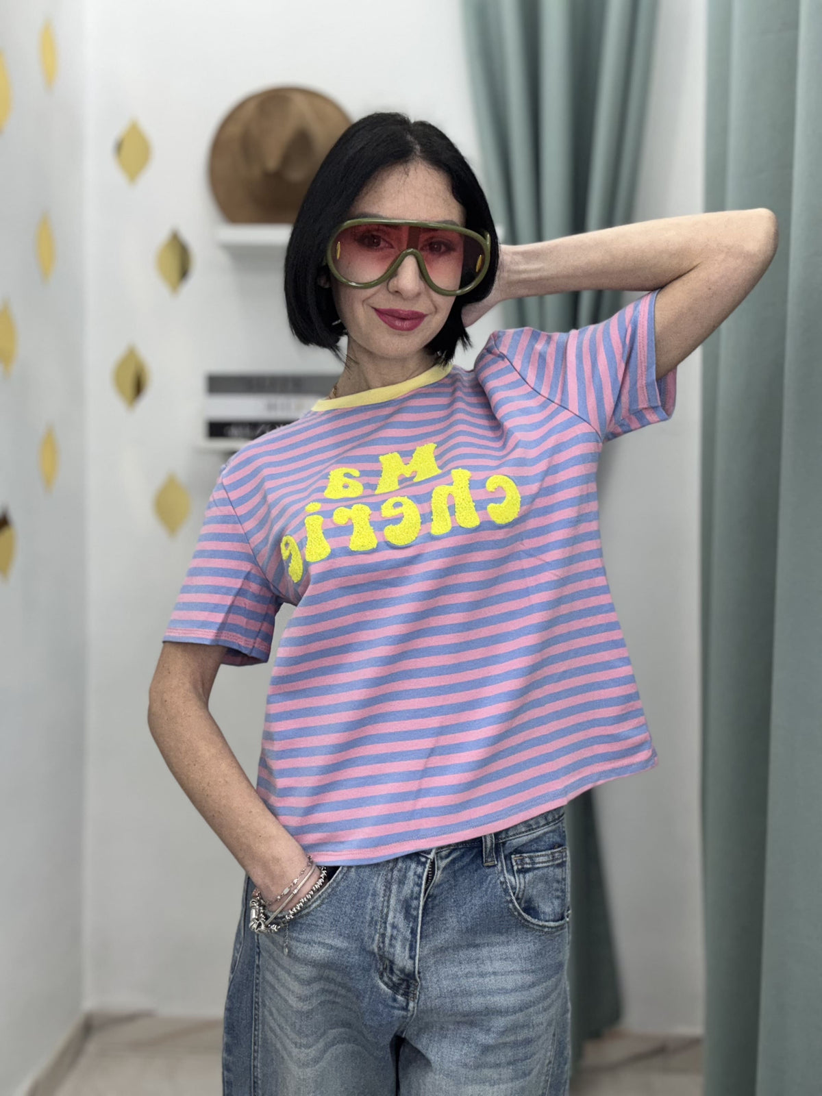 T-Shirt Crop "MA CHERIE" – Stile Parisien & Comfort Stretch