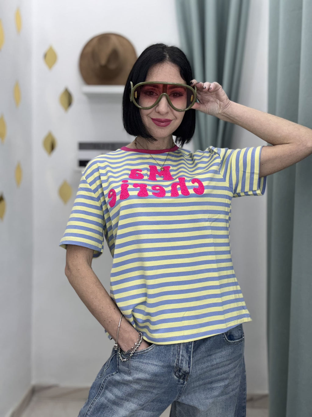 T-Shirt Crop "MA CHERIE" – Stile Parisien & Comfort Stretch