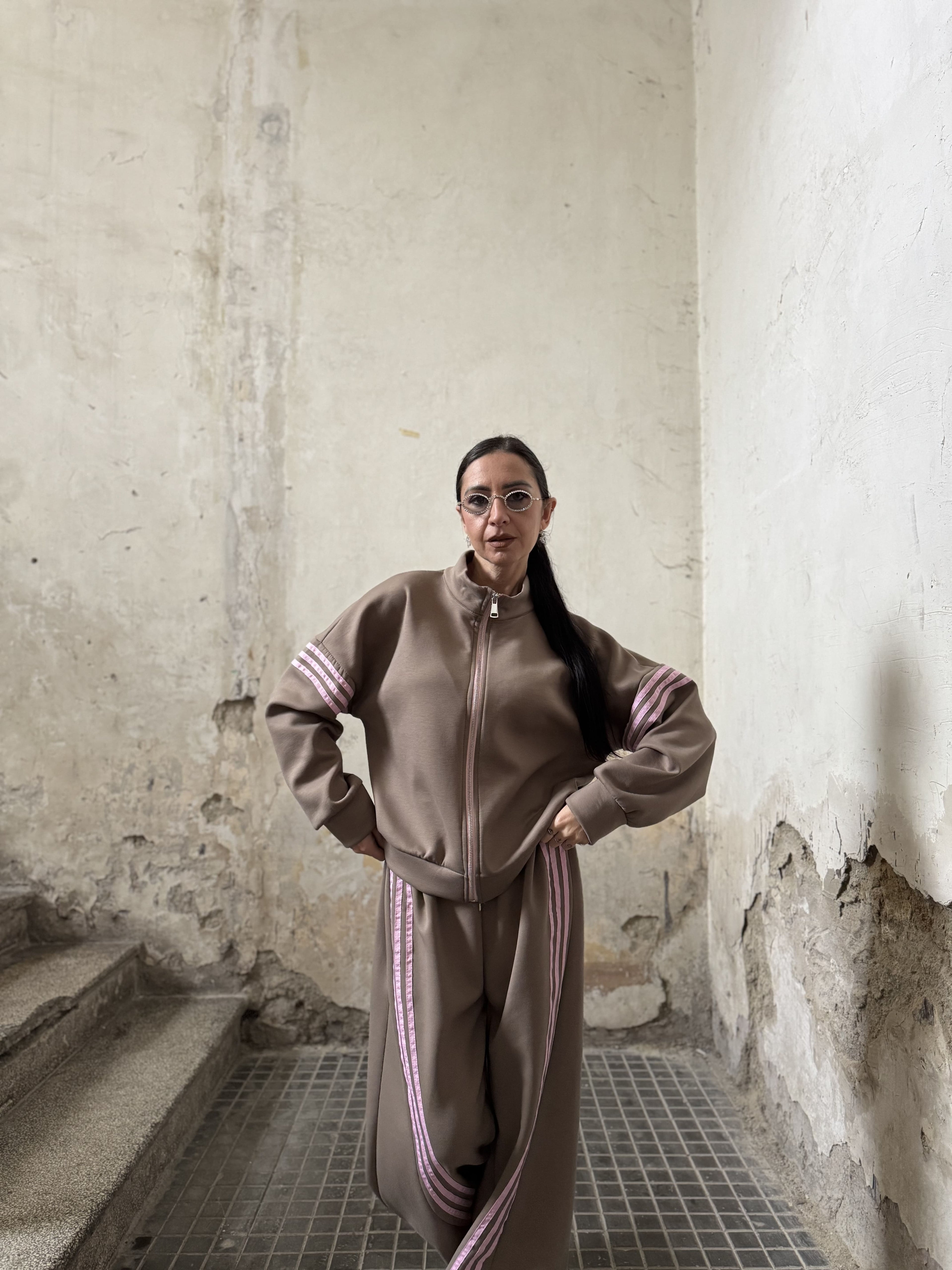 Coordinato Tuta Felpata con Bande Laterali (XS–L)