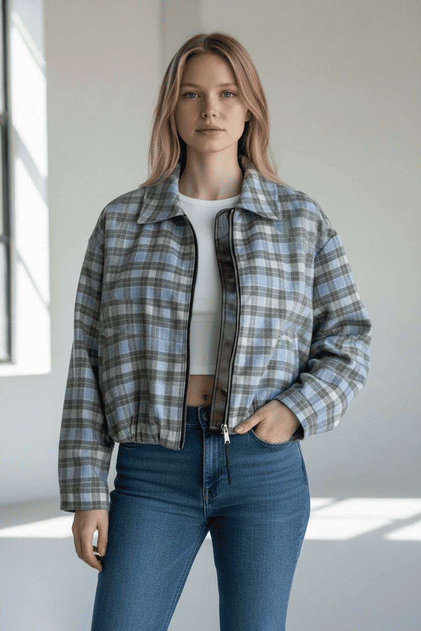 Bomber Light "Spring Plaid" – 100% Cotone Fantasia a Quadri