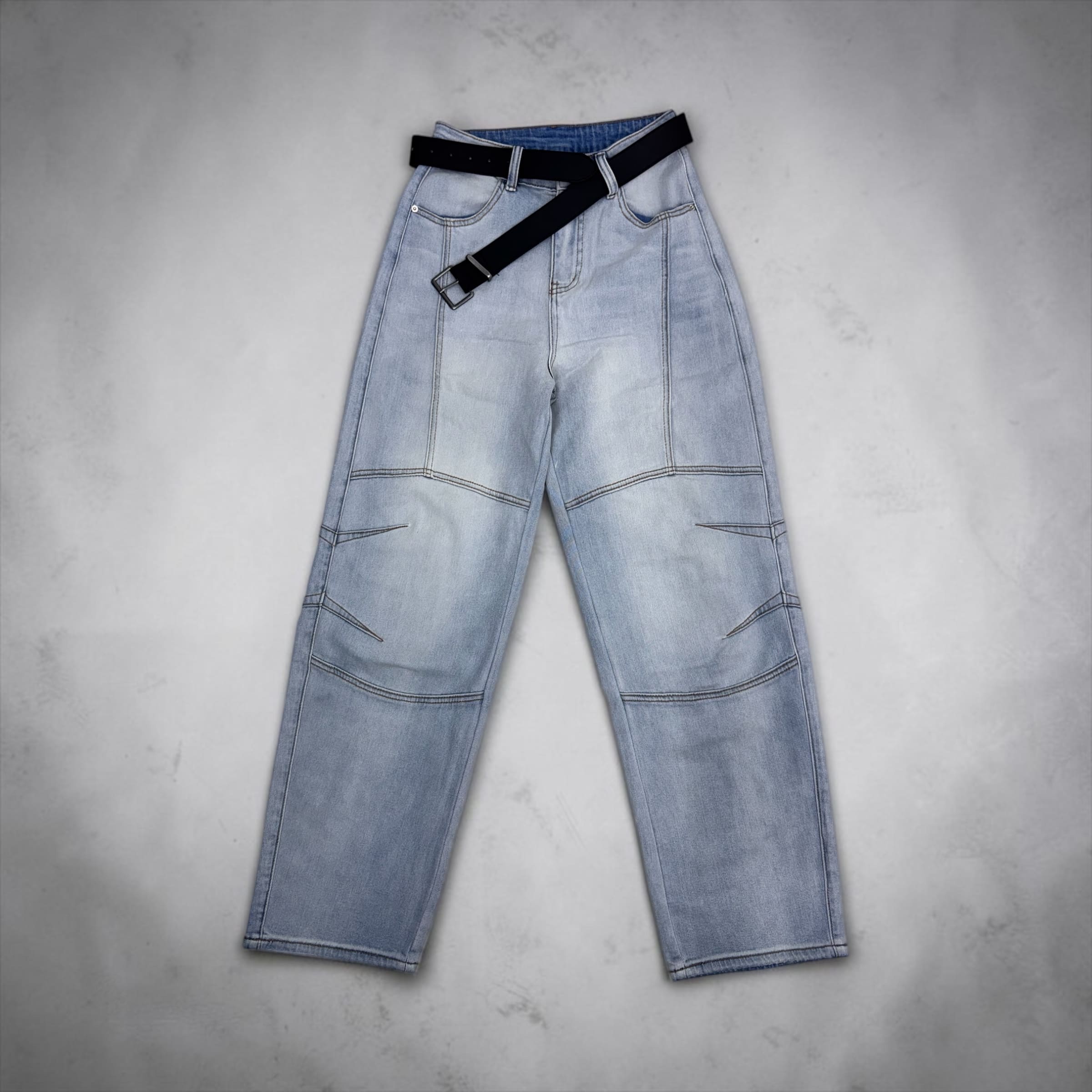 Jeans Balloon "Utility Stretch" con Cintura – Lavaggio Chiaro