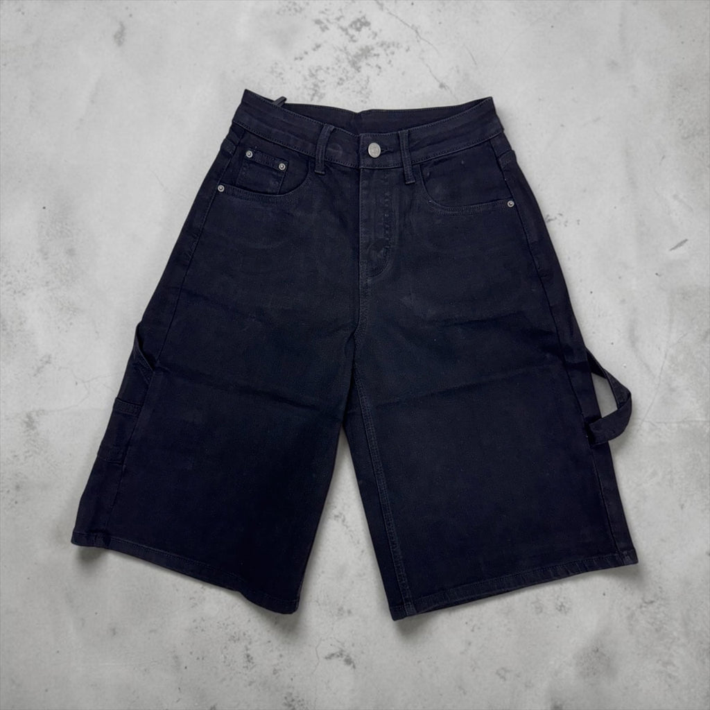 Jorts Carpenter Black – Bermuda in Denim Elasticizzato con Dettagli Utility