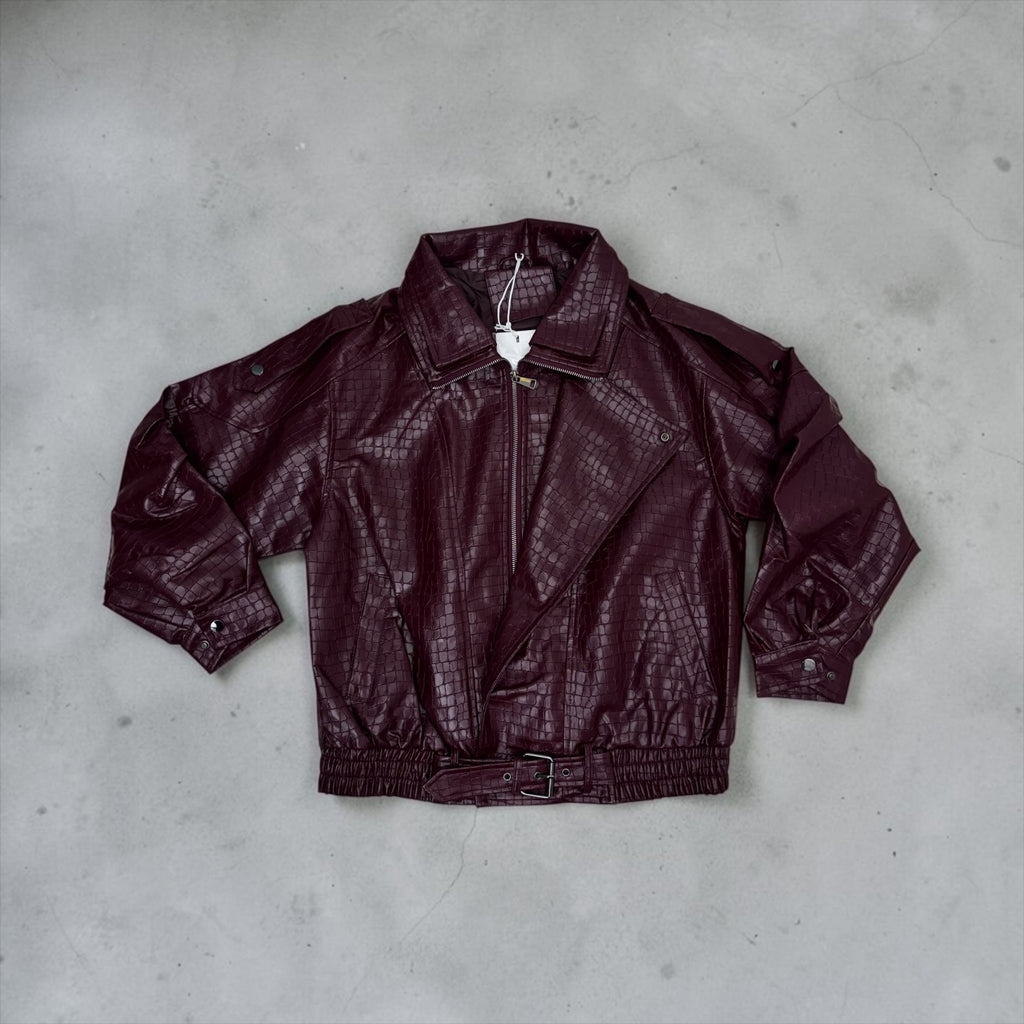 Bomber Oversize "Croco-Luxe" in Similpelle – Effetto Coccodrillo