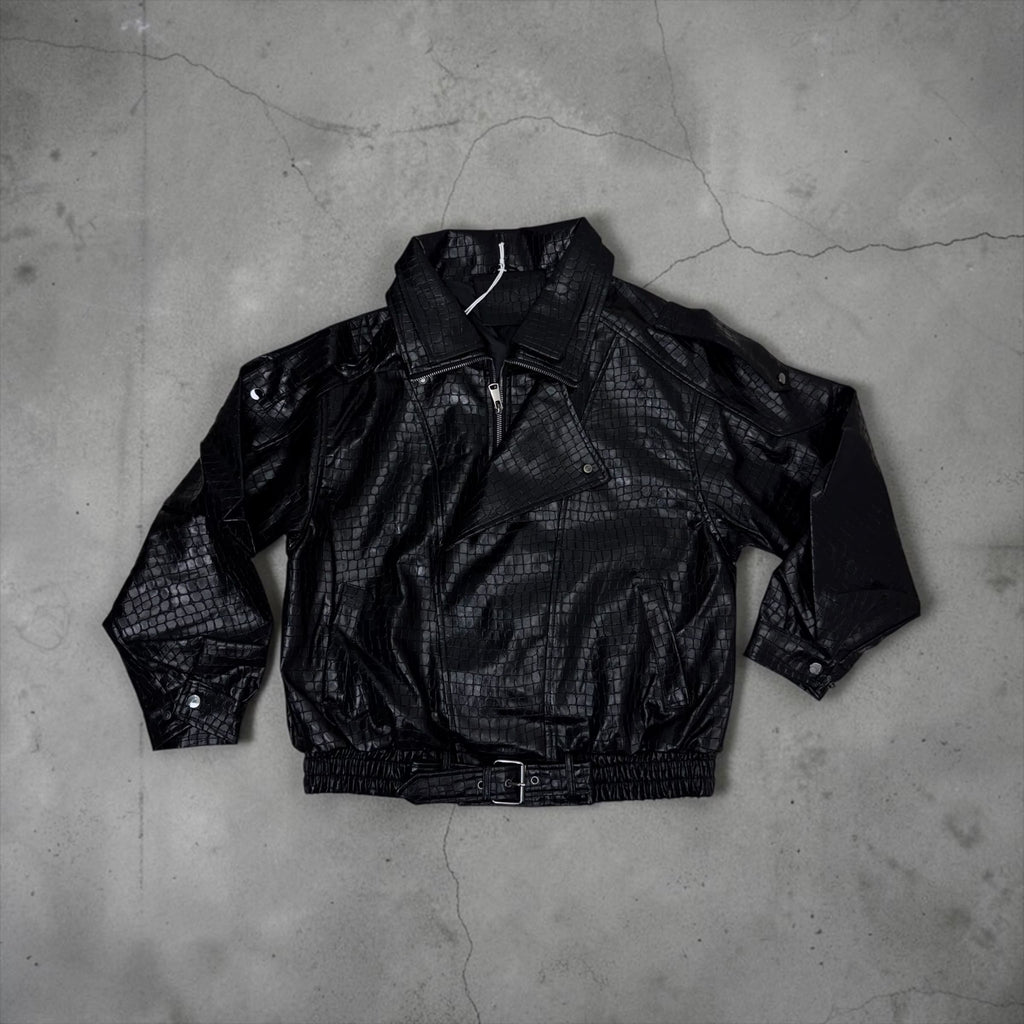Bomber Oversize "Croco-Luxe" in Similpelle – Effetto Coccodrillo