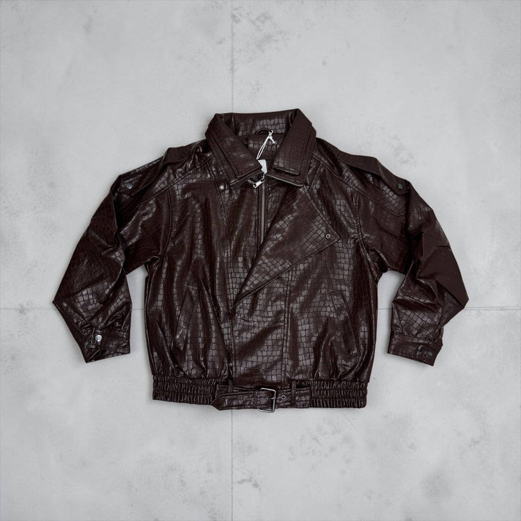 Bomber Oversize "Croco-Luxe" in Similpelle – Effetto Coccodrillo