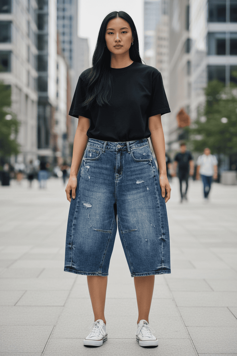 Jorts Denim Balloon "Urban Distressed" – Lavaggio Medio