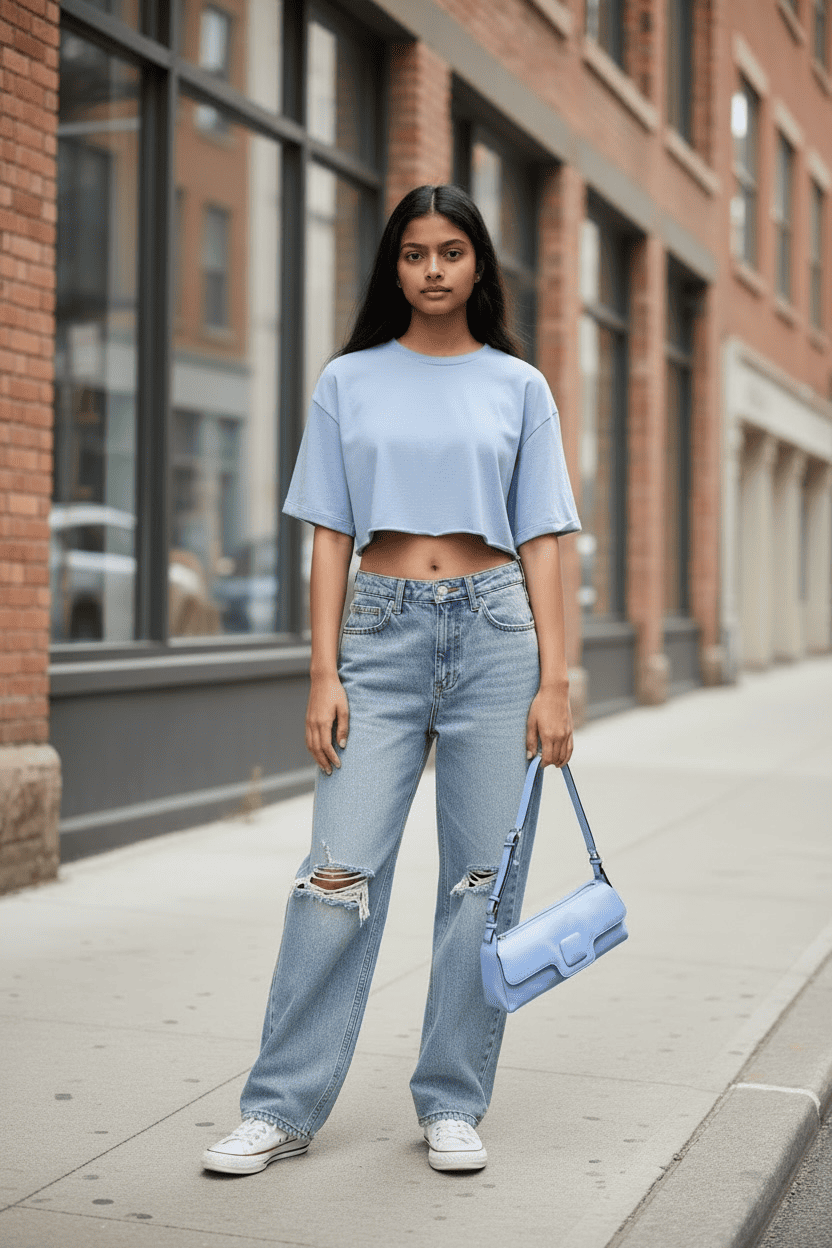Crop Top Just West – T-shirt Corta in 100% Cotone Premium