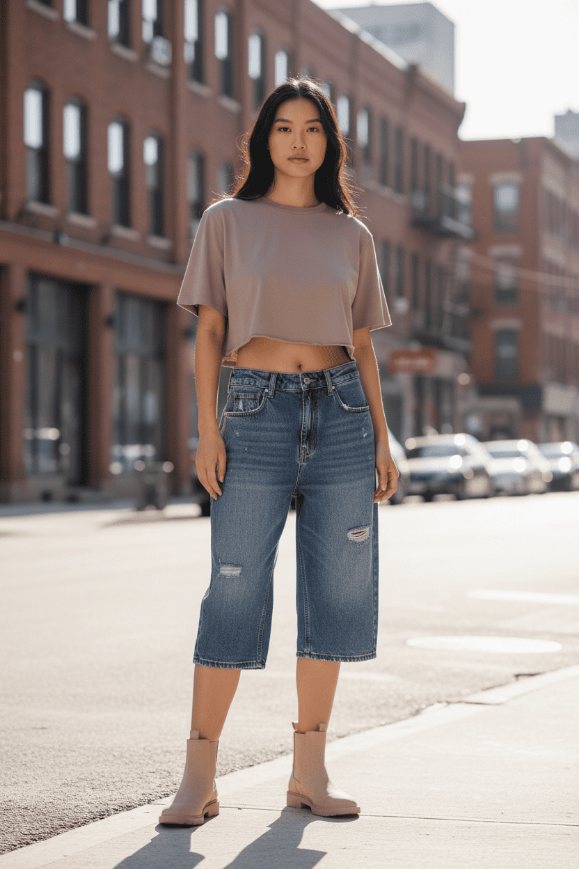 Crop Top Just West – T-shirt Corta in 100% Cotone Premium