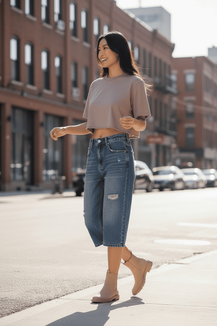 Crop Top Just West – T-shirt Corta in 100% Cotone Premium