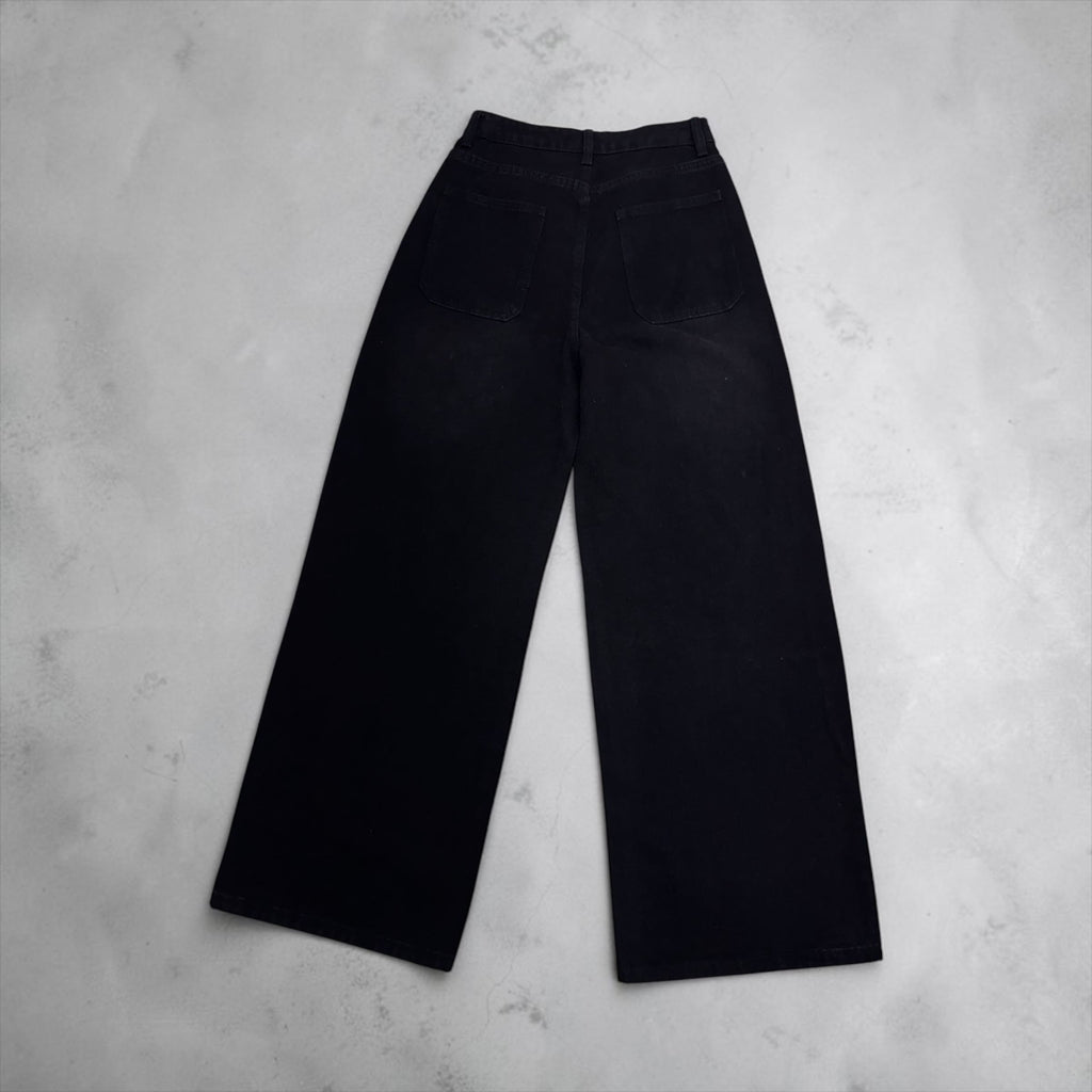 Jeans Palazzo "Starry Night" con Applicazioni Strass – Denim Nero