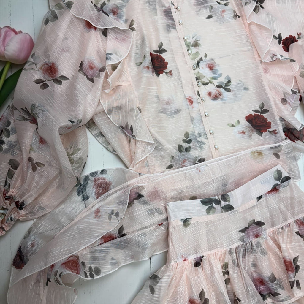 Coordinato Regency Core in Organza: Camicia a Sbuffo e Gonna a Ruota