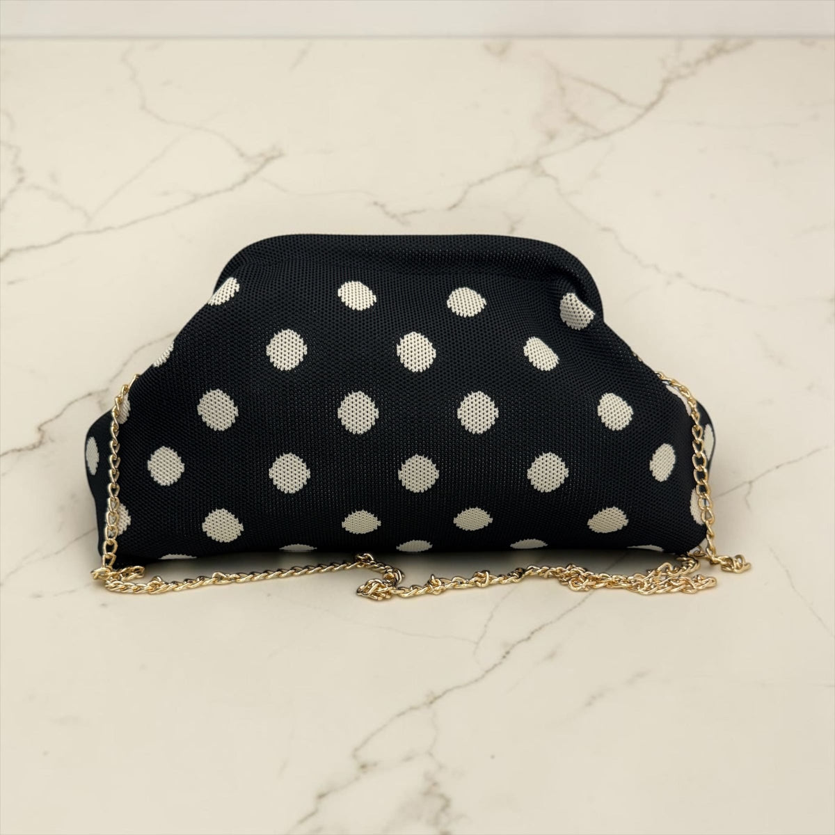 Borsa Clutch "Cloud" Soft-Knit con Apertura a Scatto e Tracolla Gold