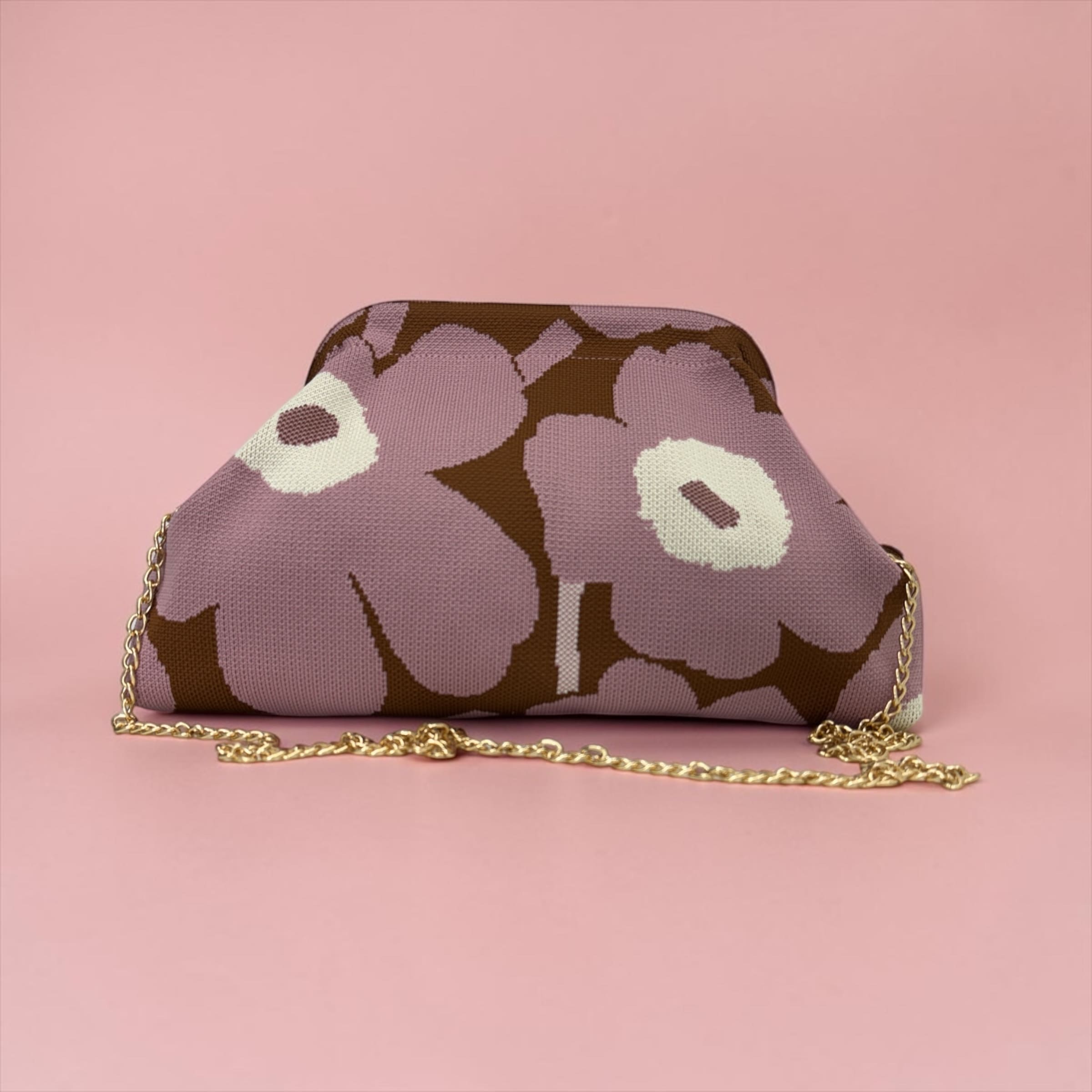 Borsa Clutch "Cloud" Soft-Knit con Apertura a Scatto e Tracolla Gold