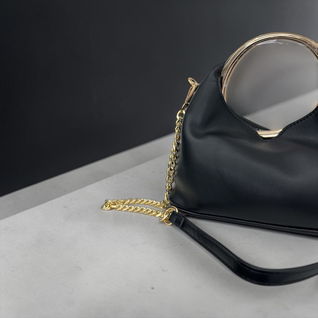 Borsa a Mano "Glam Ring" con Tracolla a Catena – Eleganza Contemporanea
