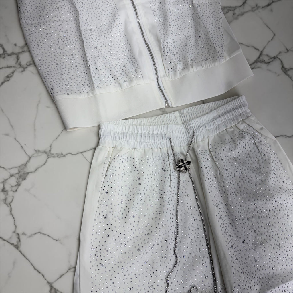 Set Coordinato Luxury in Raso e Strass: Eleganza Comfy-Chic