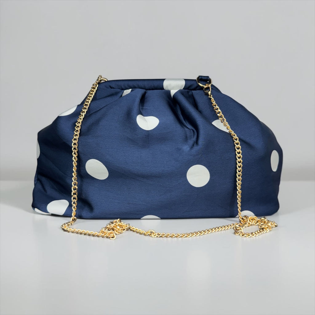 Borsa Clutch Donna in Tessuto Rasato con Tracolla a Catena