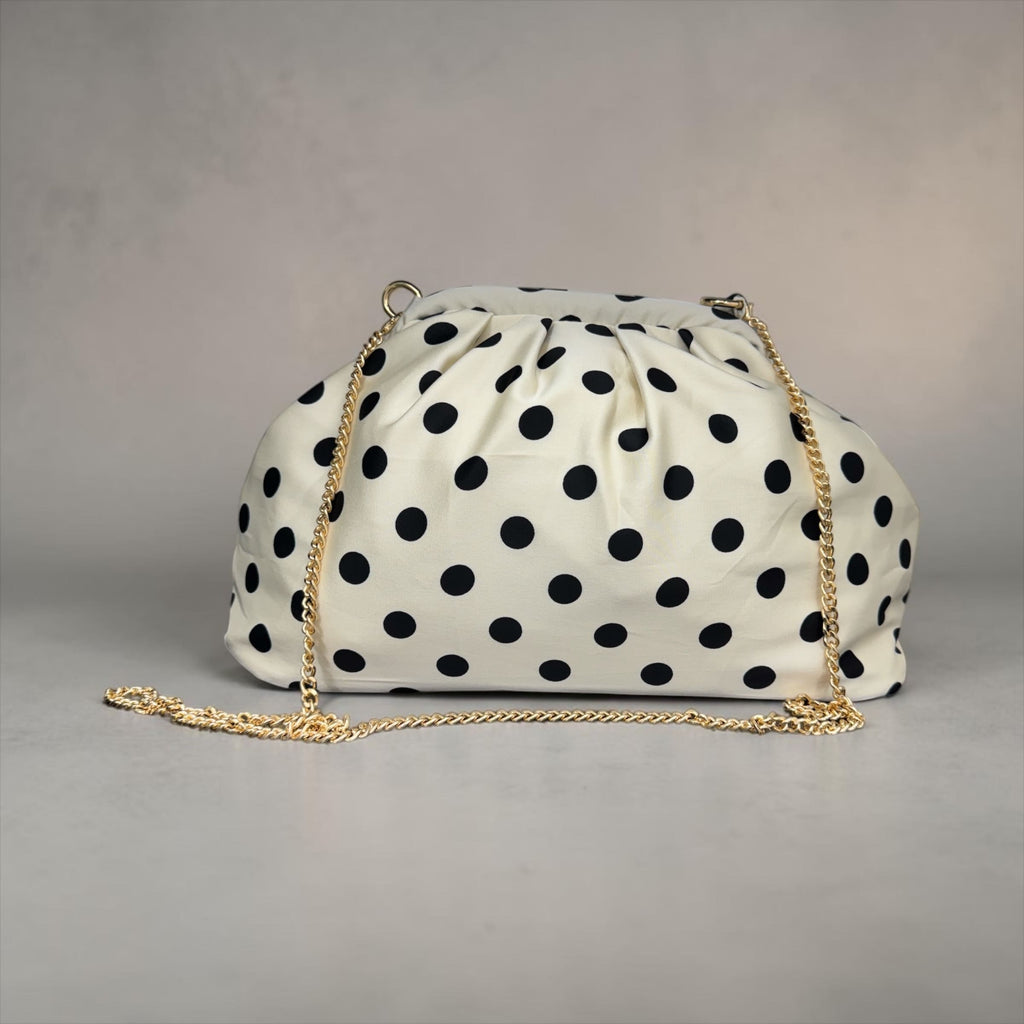 Borsa Clutch Donna in Tessuto Rasato con Tracolla a Catena