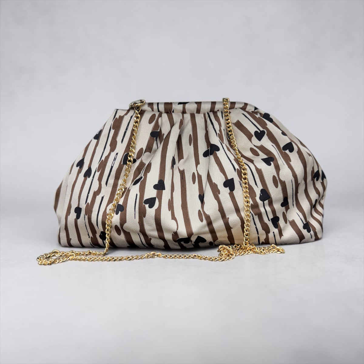 Borsa Clutch Donna in Tessuto Rasato con Tracolla a Catena