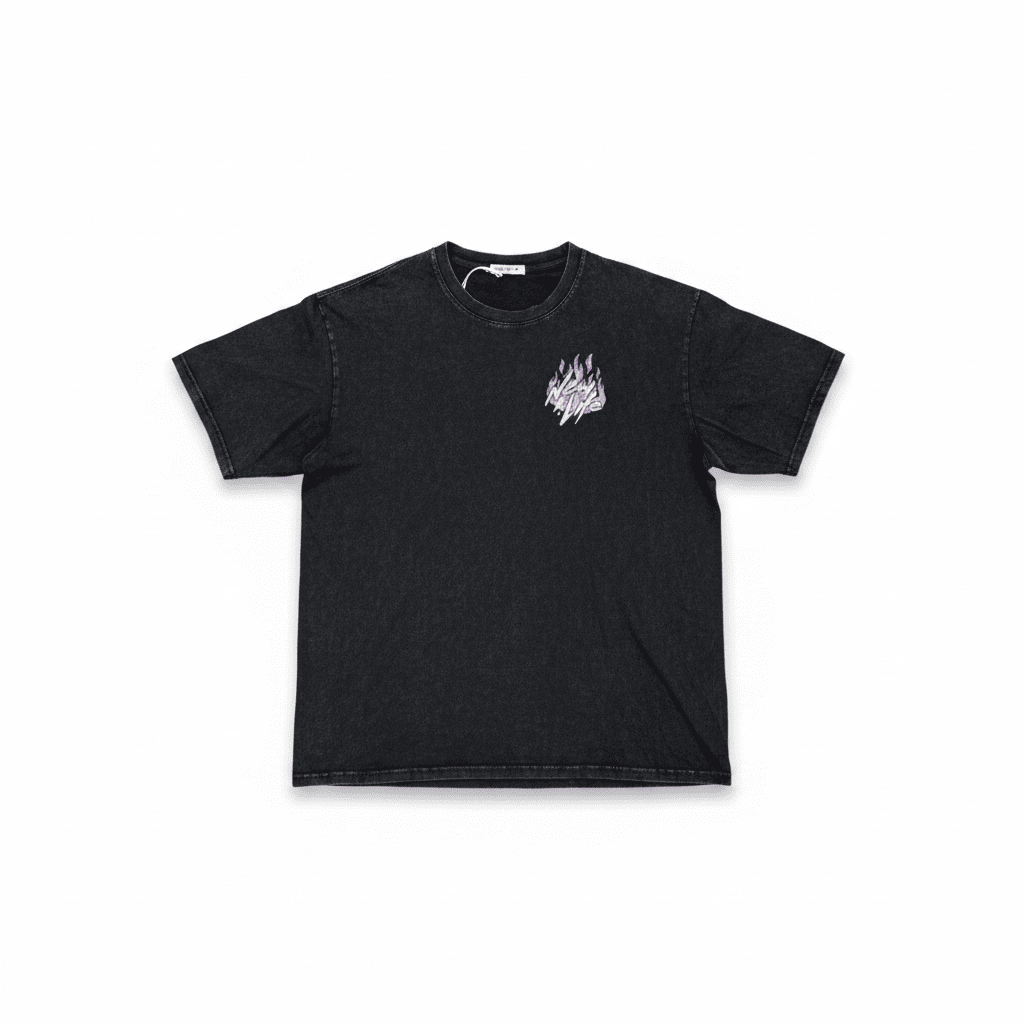 Maxi T-Shirt Urban "New Life" – Lavaggio Acid Wash Nero