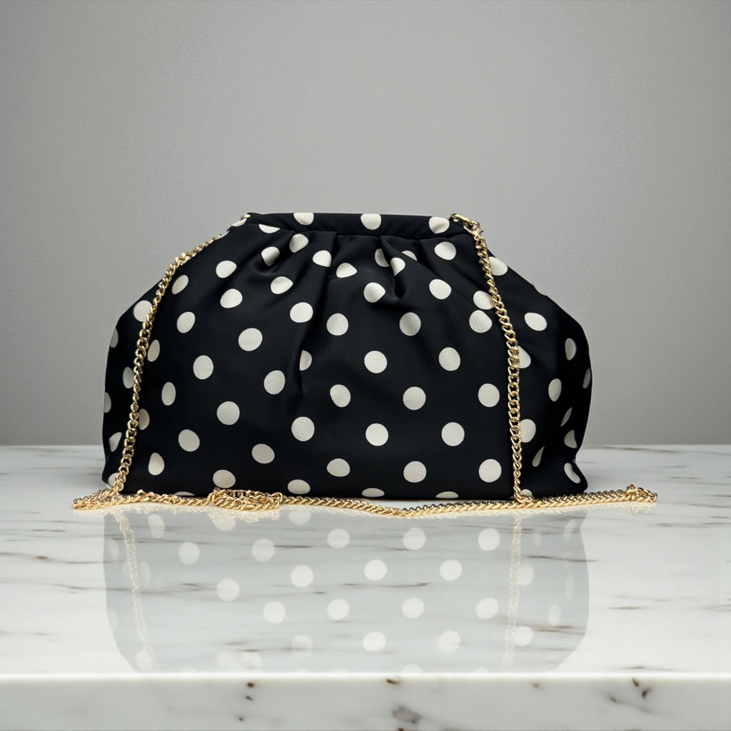 Borsa Clutch Donna in Tessuto Rasato con Tracolla a Catena