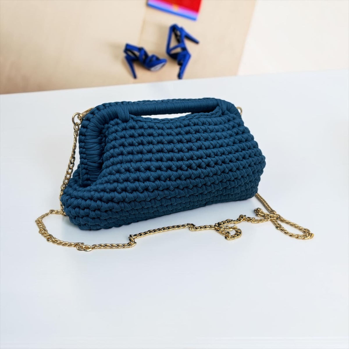 Borsa Clutch in Fettuccia ad Uncinetto