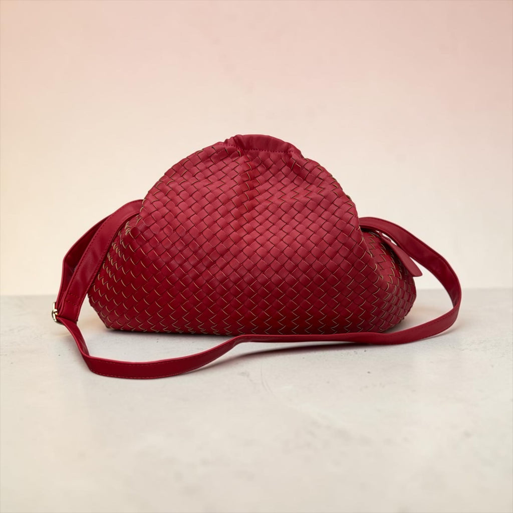Borsa Maxi Clutch ad Intreccio 2 in 1 -in Similpelle Top Quality con Tracolla Removibile