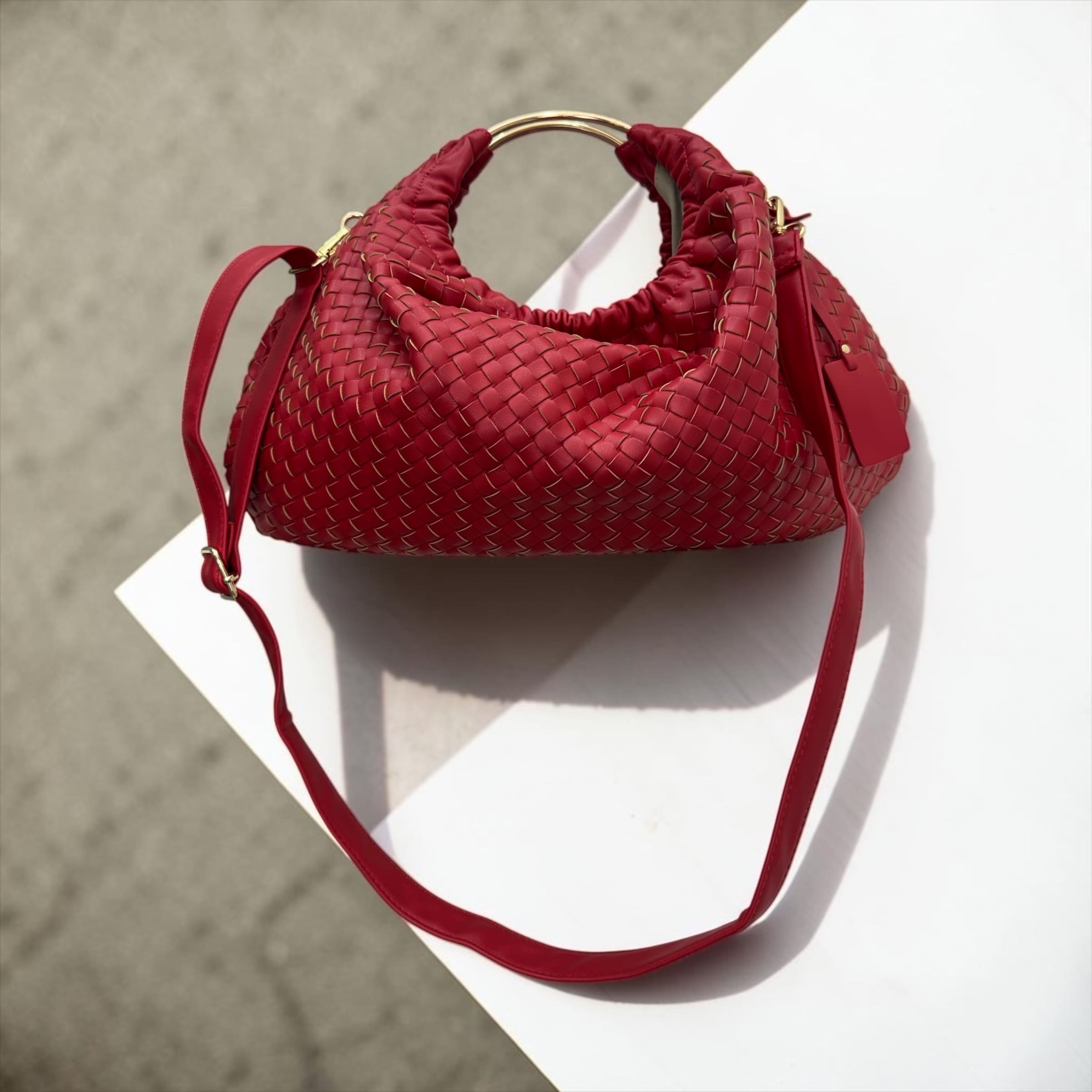 Borsa Maxi Clutch ad Intreccio 2 in 1 -in Similpelle Top Quality con Tracolla Removibile