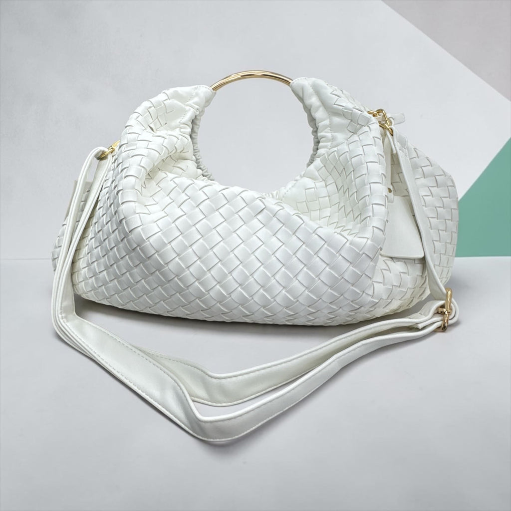 Borsa Maxi Clutch ad Intreccio 2 in 1 -in Similpelle Top Quality con Tracolla Removibile