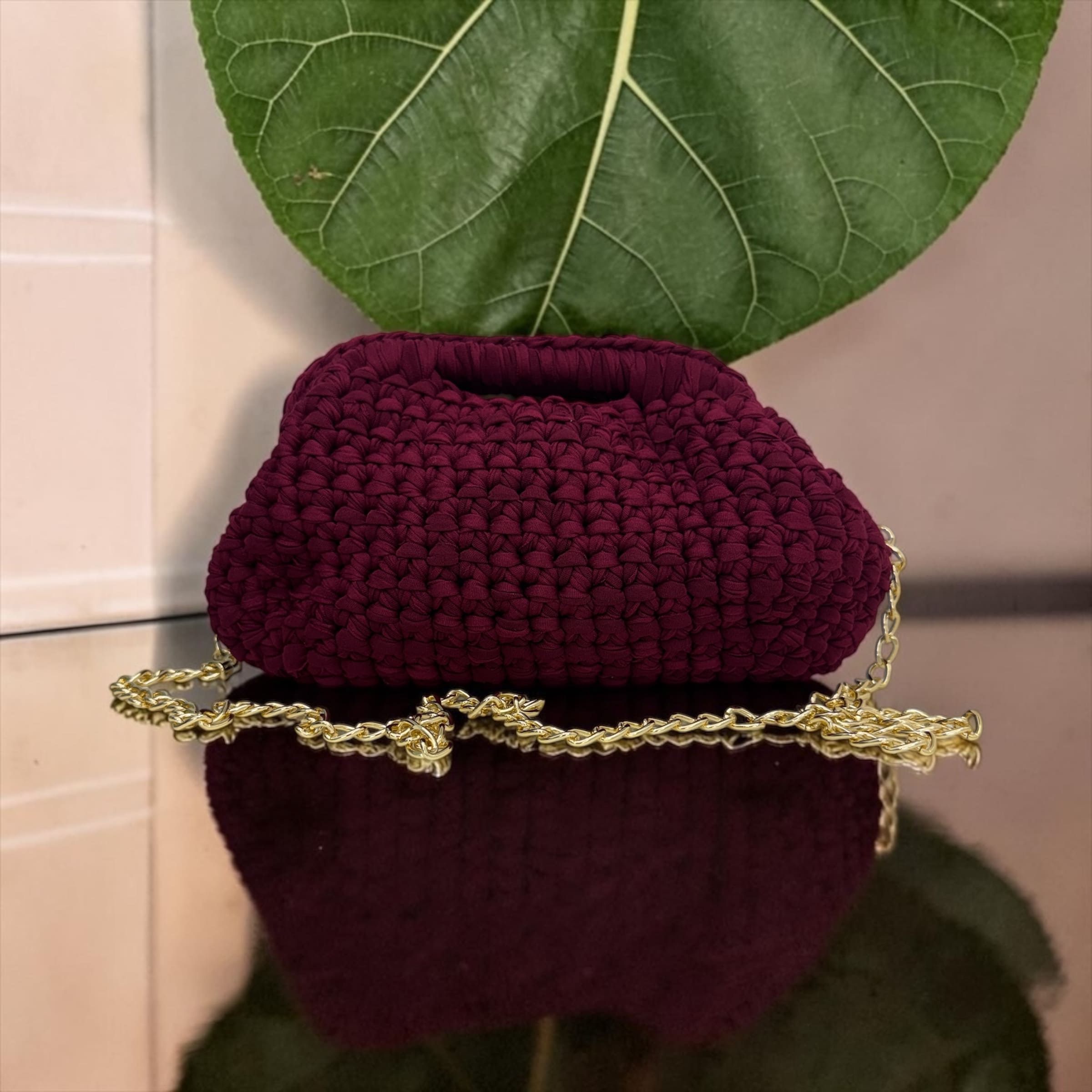 Borsa Clutch in Fettuccia ad Uncinetto