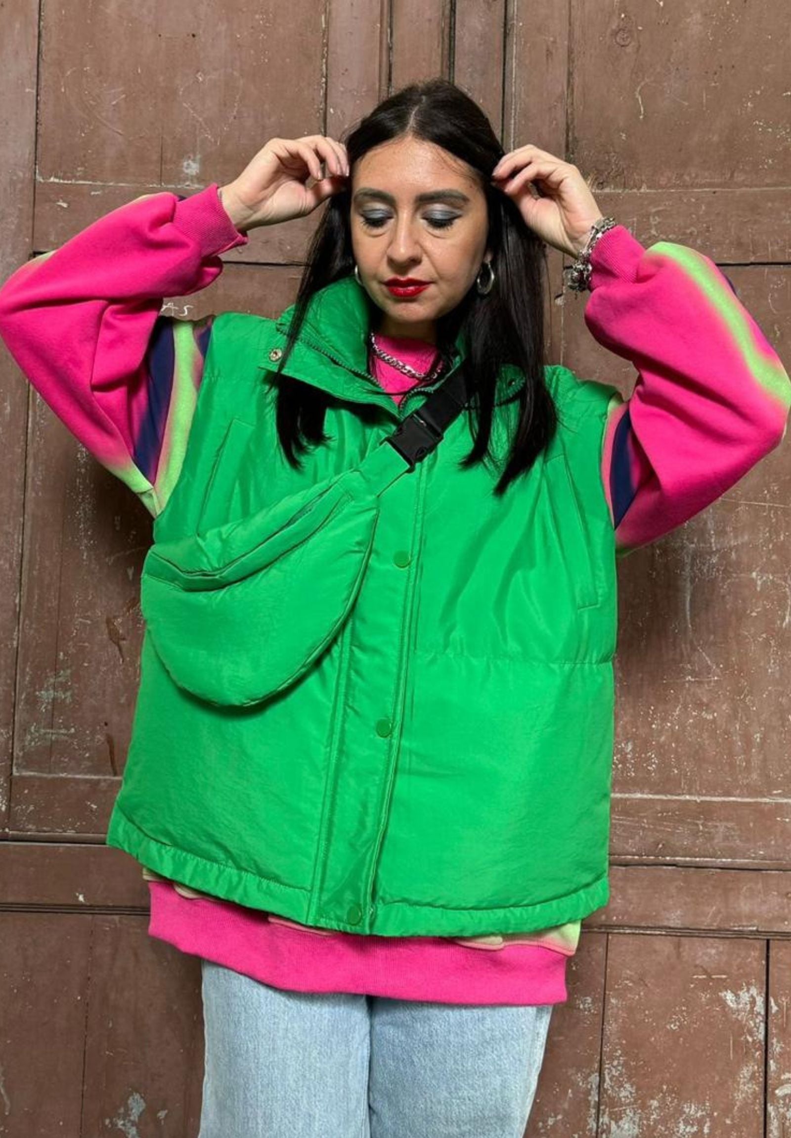 Smanicato puffer con marsupio