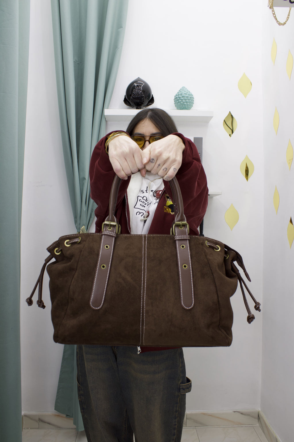 Borsa in Camoscio Ecologico con Doppi Manici e Tracolla – Timeless Lady