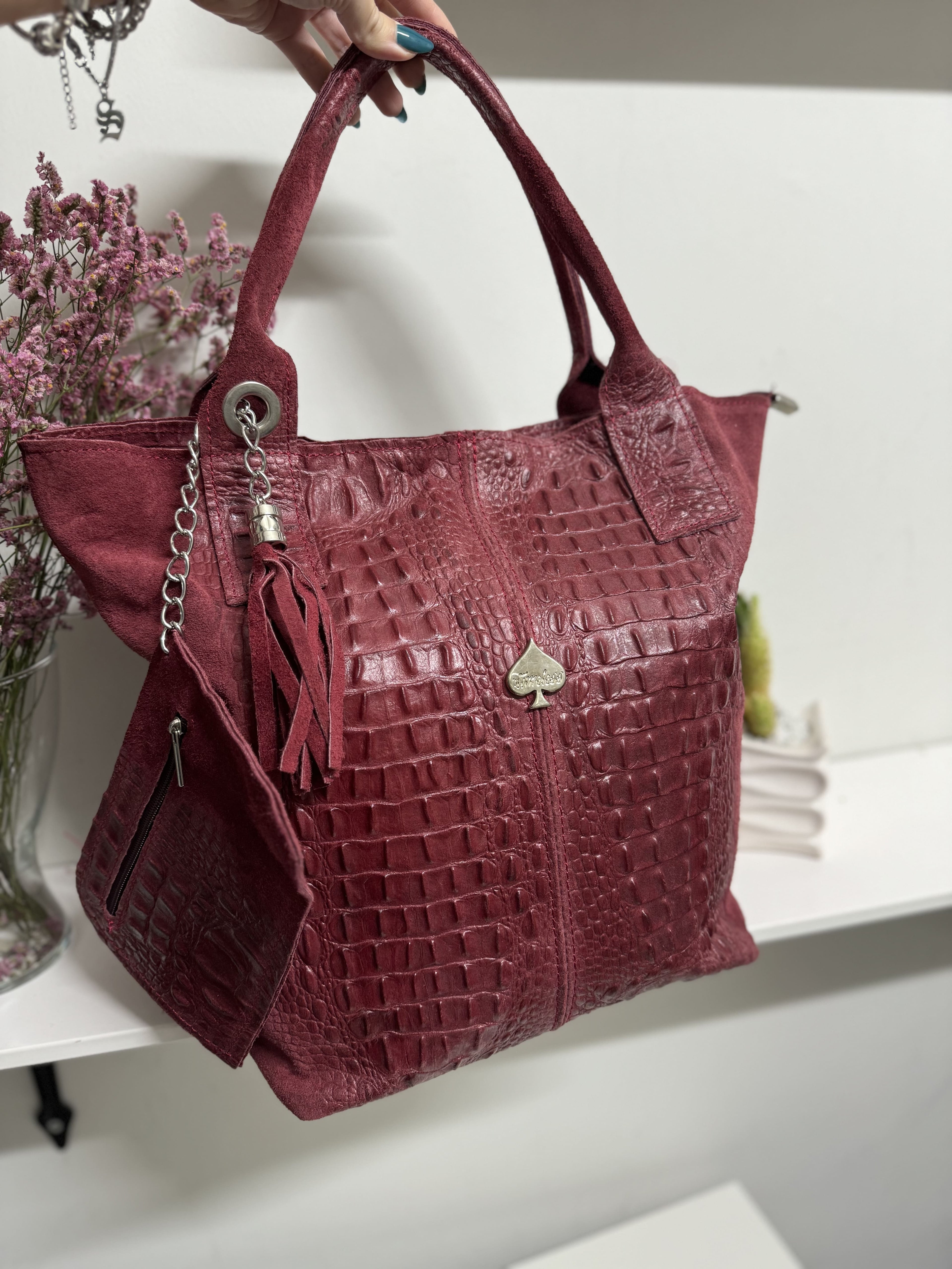 Borsa a mano motivo animalier cocco