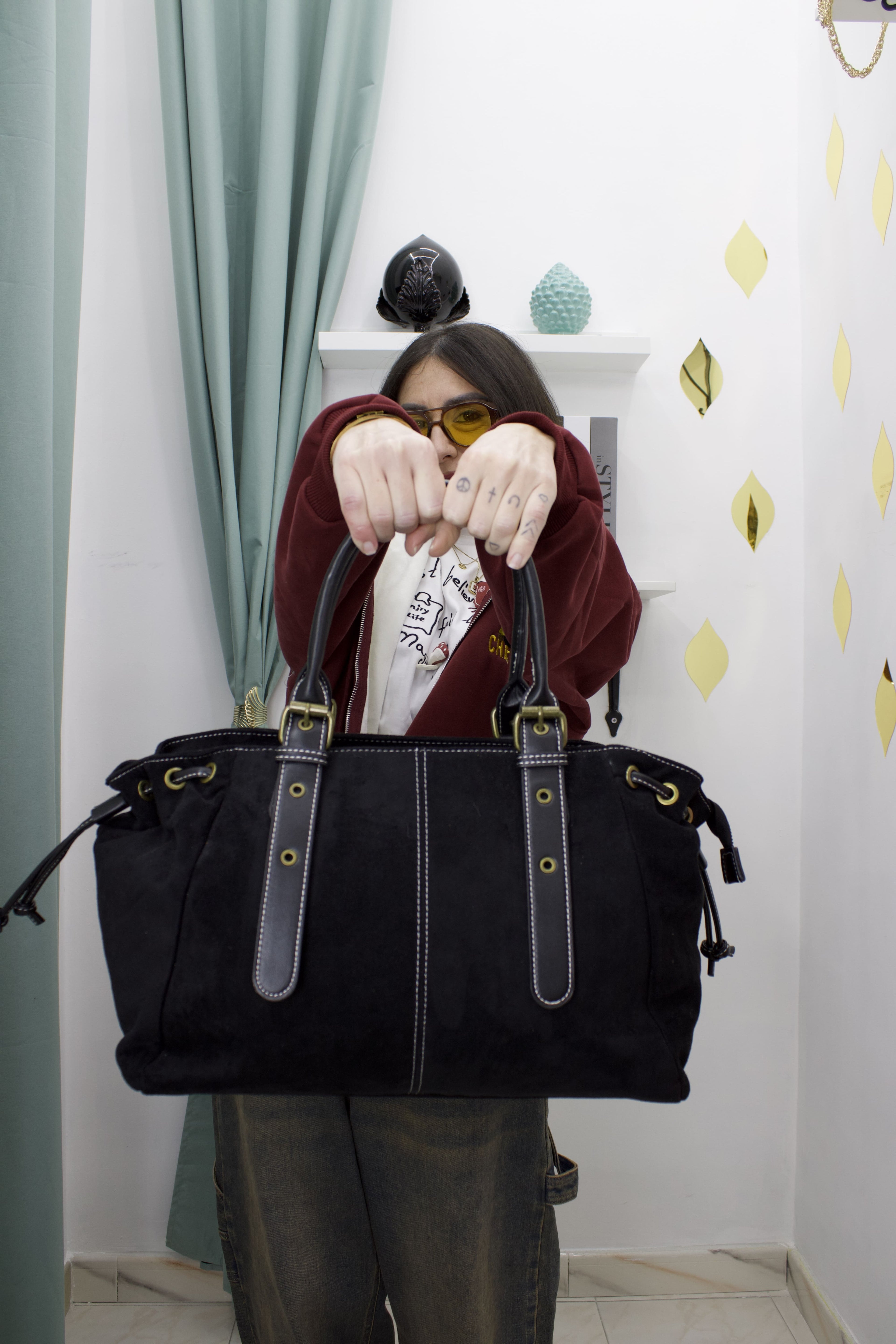 Borsa in Camoscio Ecologico con Doppi Manici e Tracolla – Timeless Lady