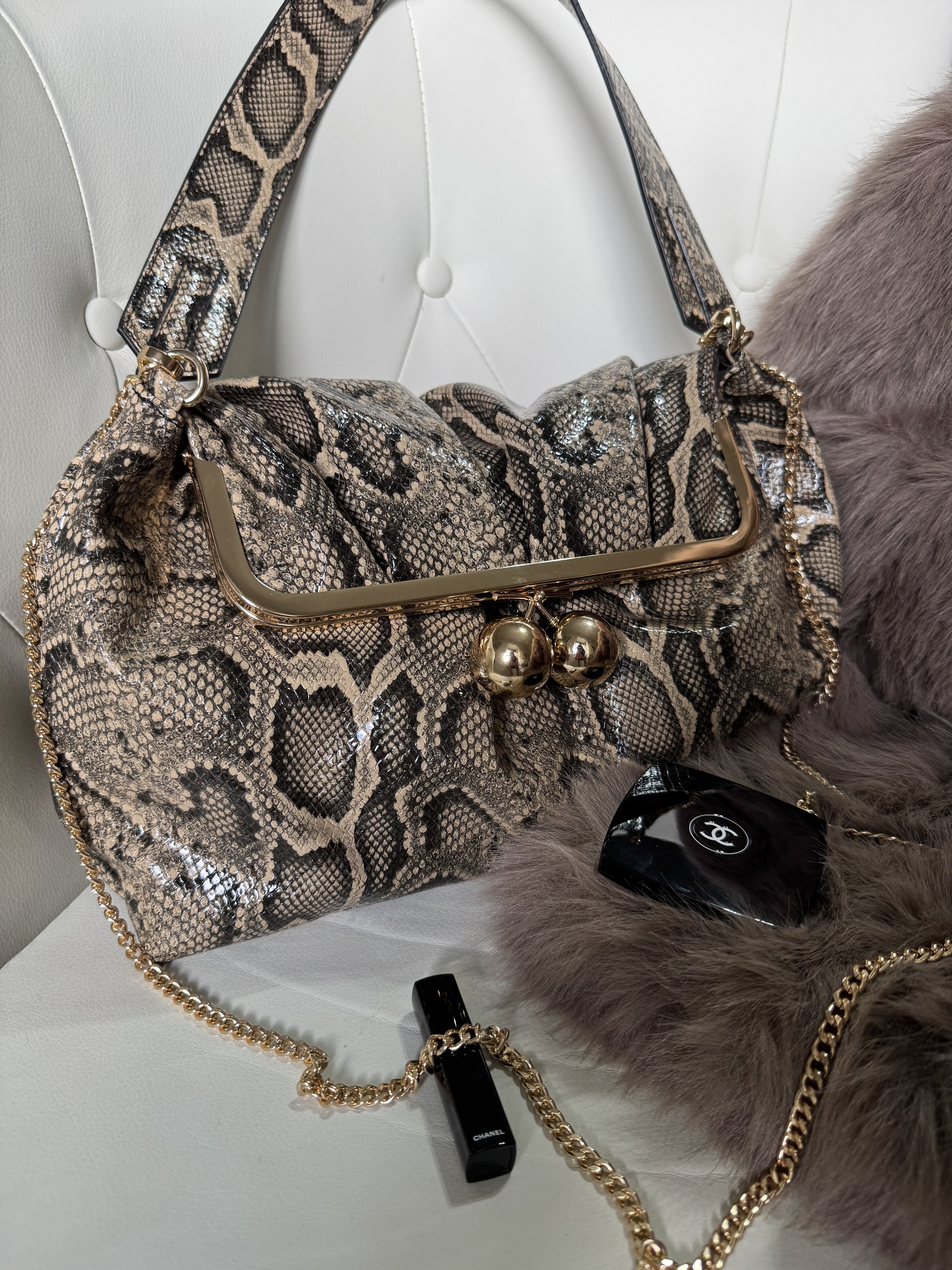 Borsa clutch Pitonata – Variante sabbia ( beige)