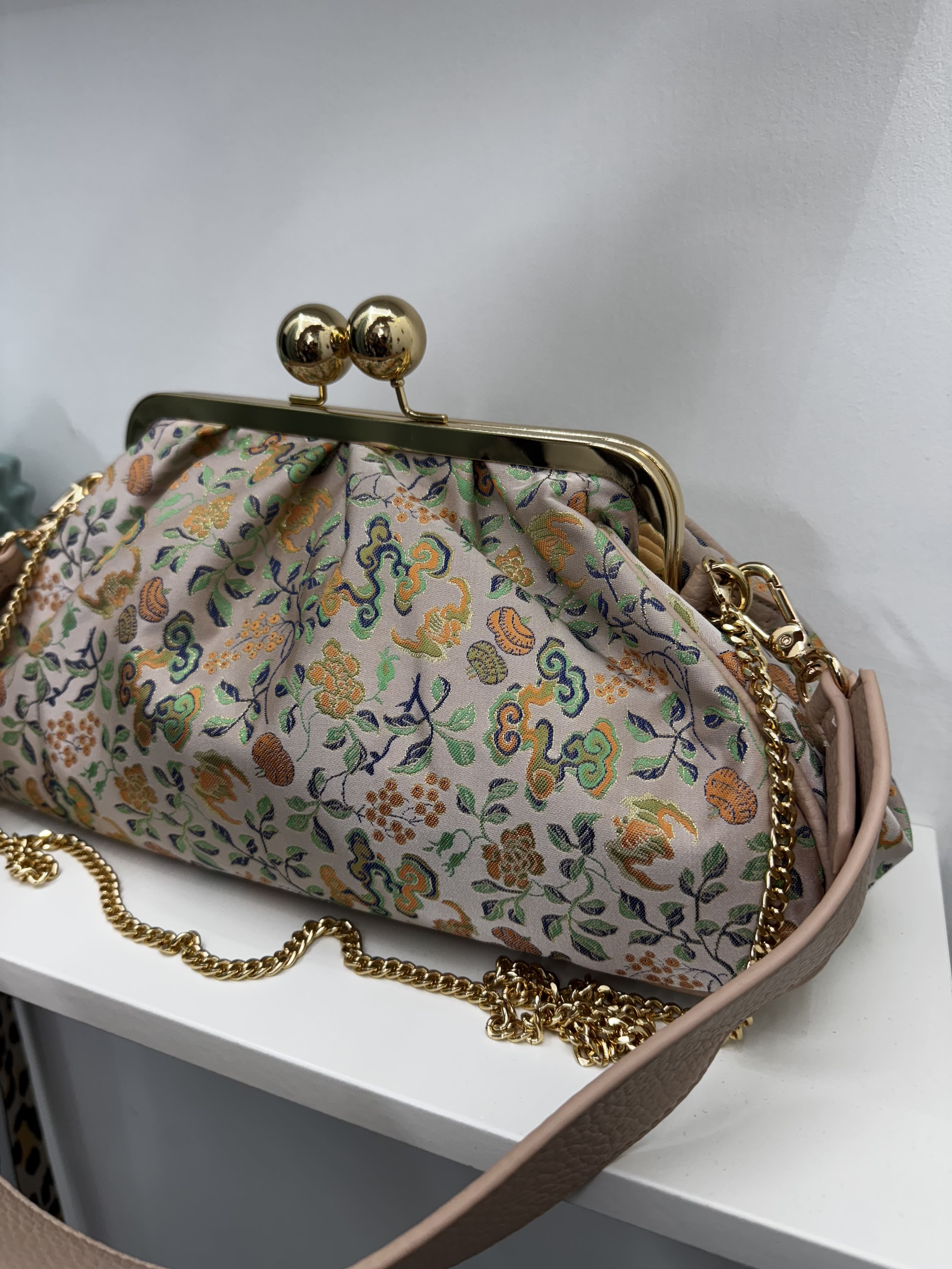 Borsa clutch in jaquard con motivo floreale