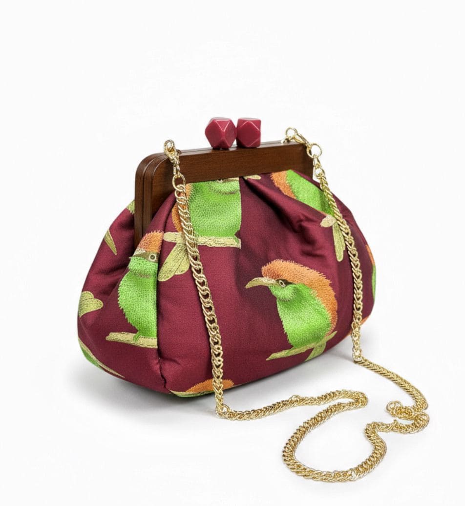 Borsa da Donna in Jacquard con Clutch in Legno – Eleganza e Carattere in Ogni Dettaglio