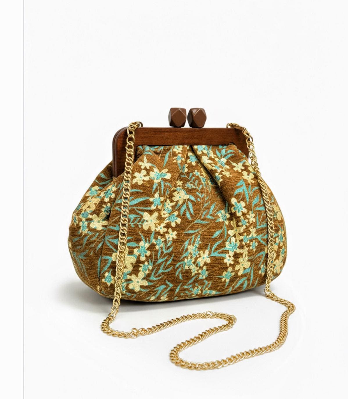 Borsa da Donna in Jacquard con Clutch in Legno – Eleganza e Carattere in Ogni Dettaglio