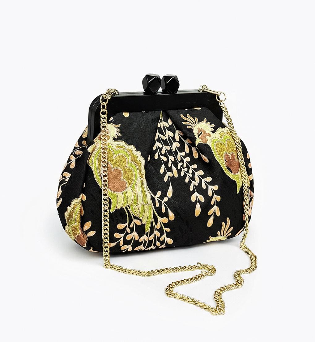 Borsa da Donna in Jacquard con Clutch in Legno – Eleganza e Carattere in Ogni Dettaglio