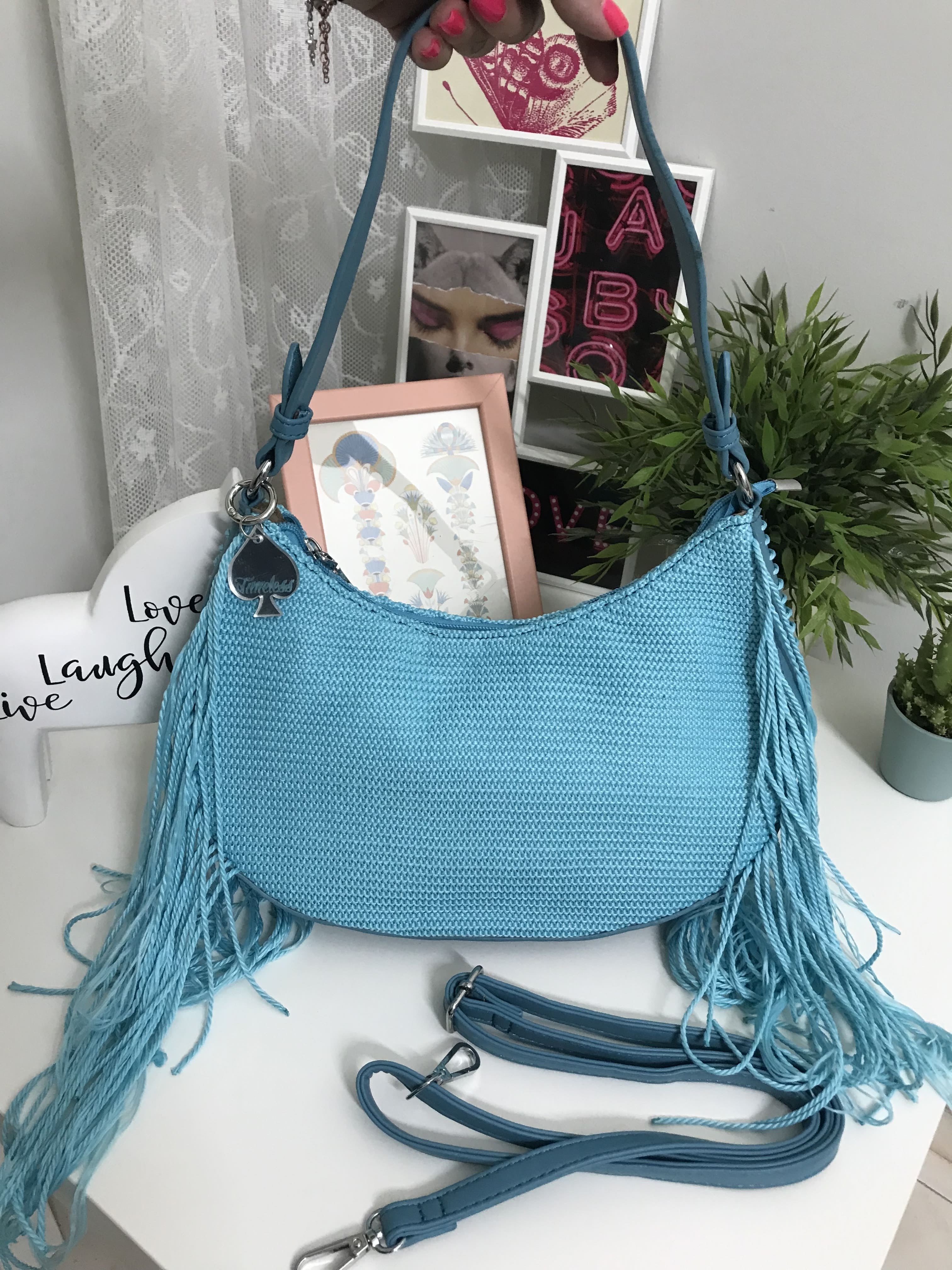 Borsa a spalla con frange